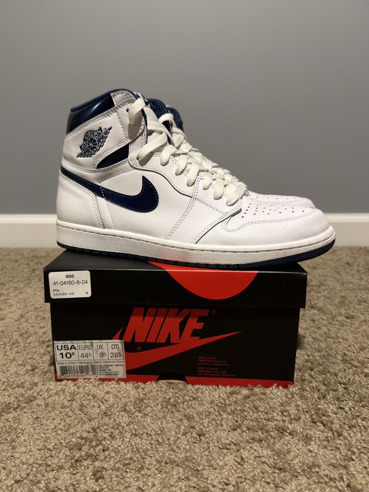 Jordan Brand 2016 Air Jordan 1 High OG "Metallic Navy" Size US 10.5 / EU 43-44 - 1 Thumbnail
