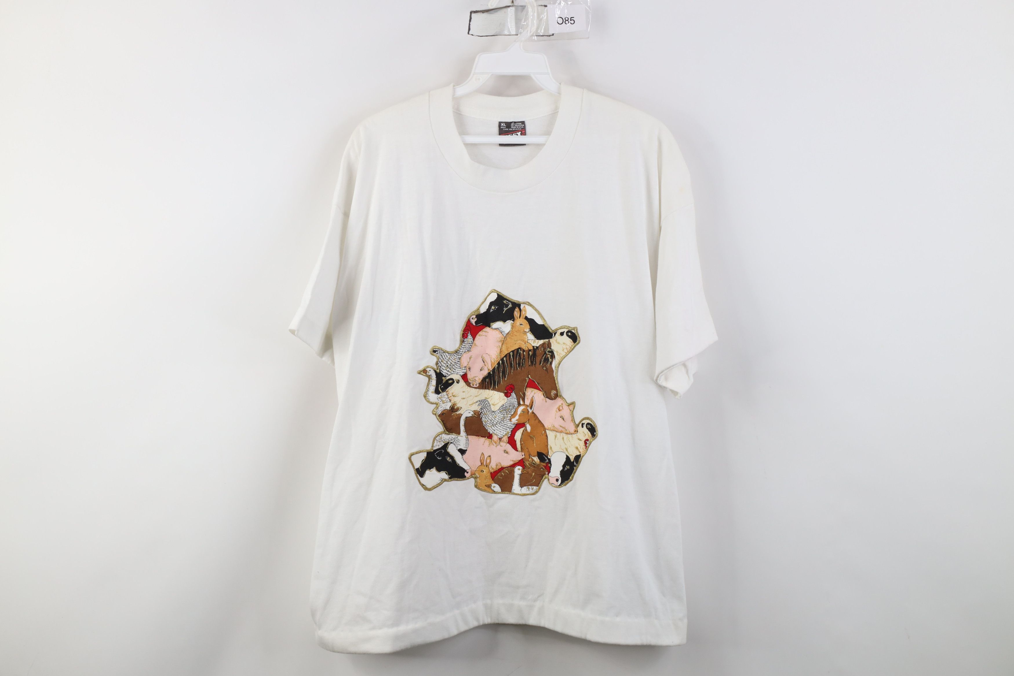Vintage Vintage 90s Streetwear Glitter Farmhouse Animals T-Shirt Size XL / US 12-14 / IT 48-50 - 1 Thumbnail