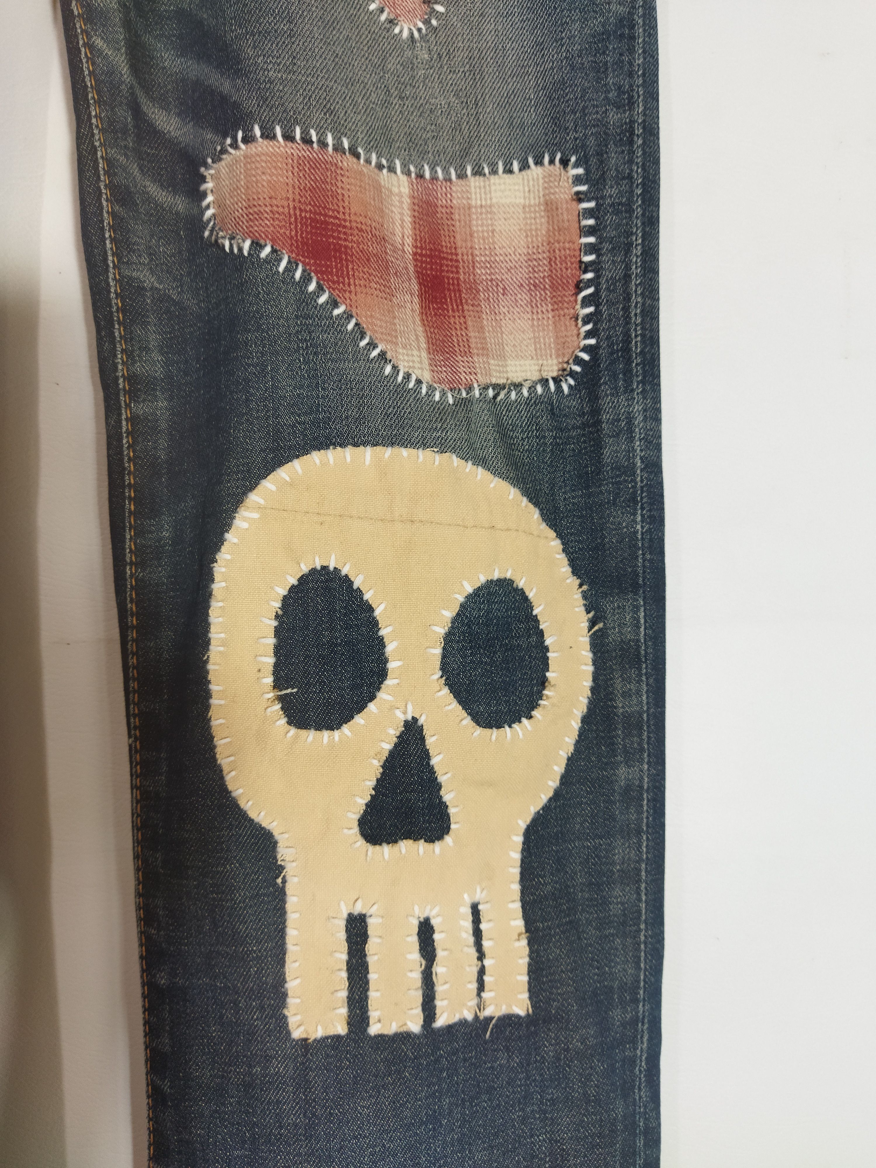 Edwin Custom Reworked Edwin Denim Jeans Distressed Patchwork Skull Size US 28 / EU 44 - 3 Thumbnail