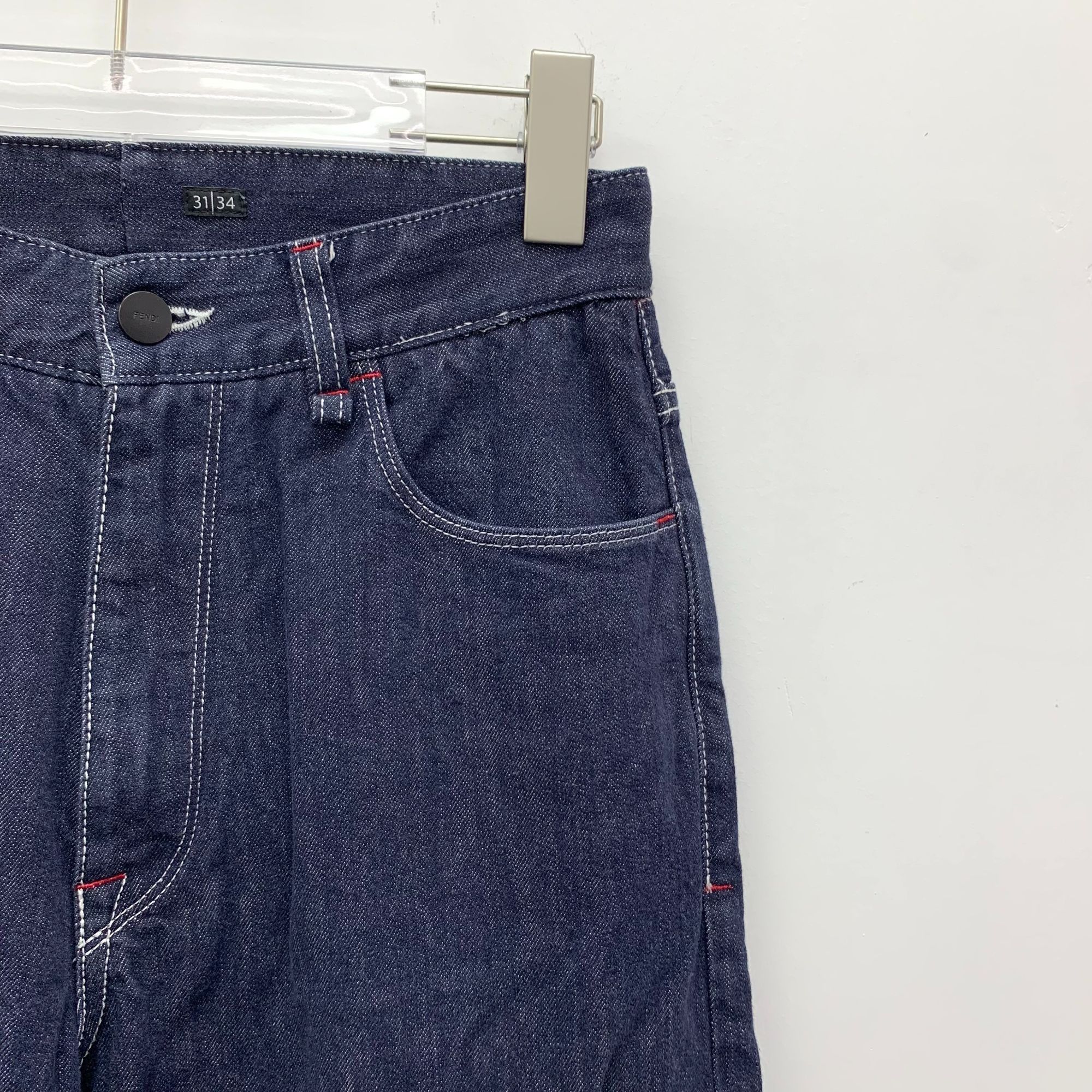 Fendi Fendi Fila Collaboration Dark Blue Wide-Leg Cotton Denim Pan Size US 26 / EU 42 - 7 Thumbnail