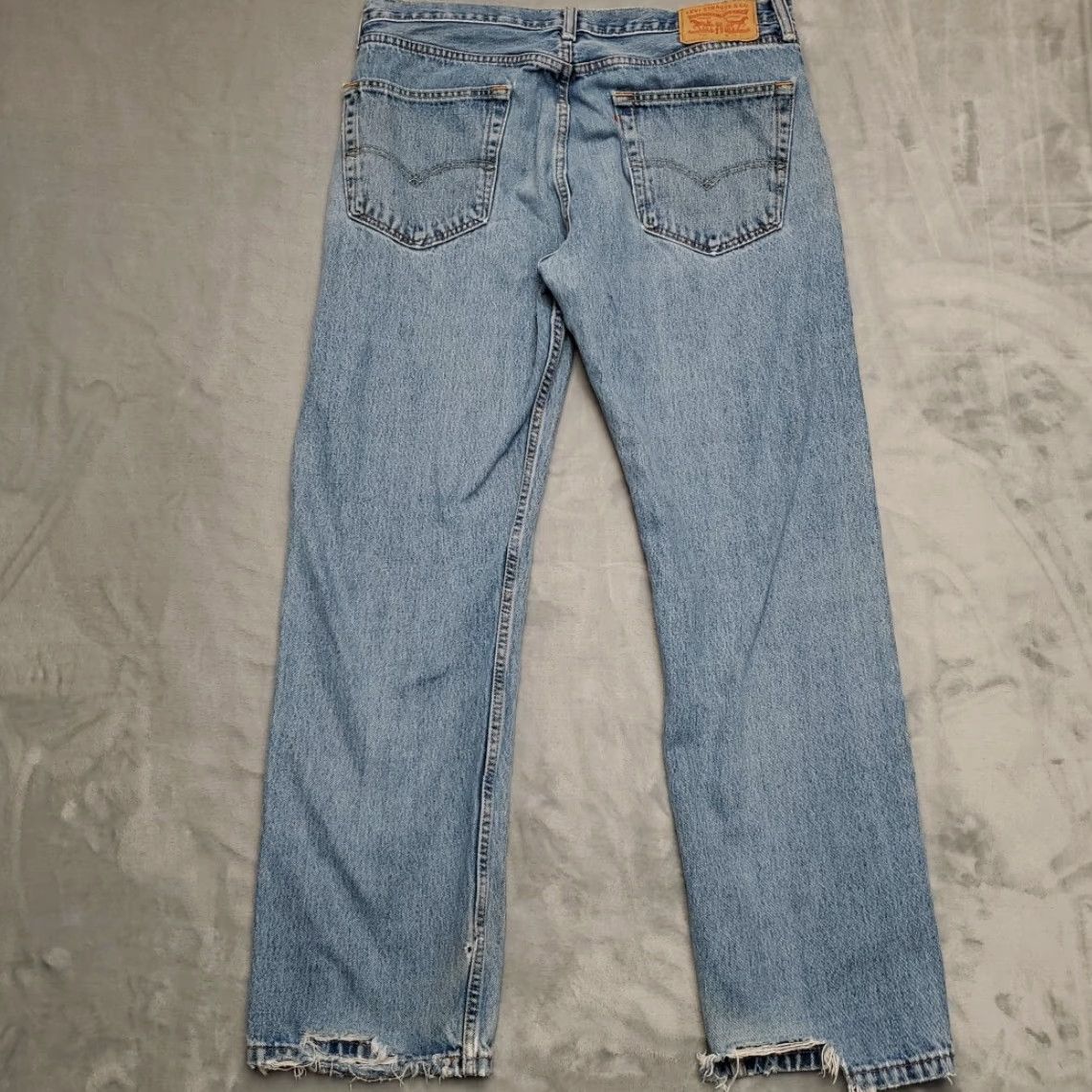Denime VINTAGE Levis Jeans Mens 36x32 Blue 505 Regular Fit Straight Leg Distressed Denim Pants Size US 36 / EU 52 - 6 Thumbnail