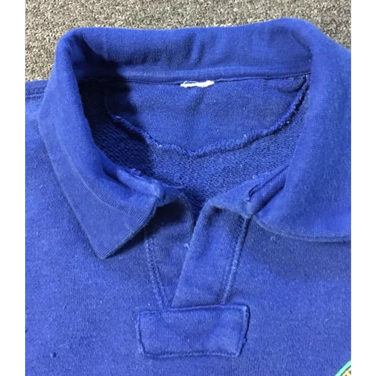 VINTAGE Skiing Collared Sweatshirt Shirt Mens Small Blue 80s 90s Ski Snow Grunge Vaporwave USA Colorado Telluride