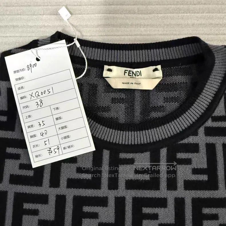 Fendi Fendi Black and gray double F full print knit sweater Size XS / US 0-2 / IT 36-38 - 4 Thumbnail