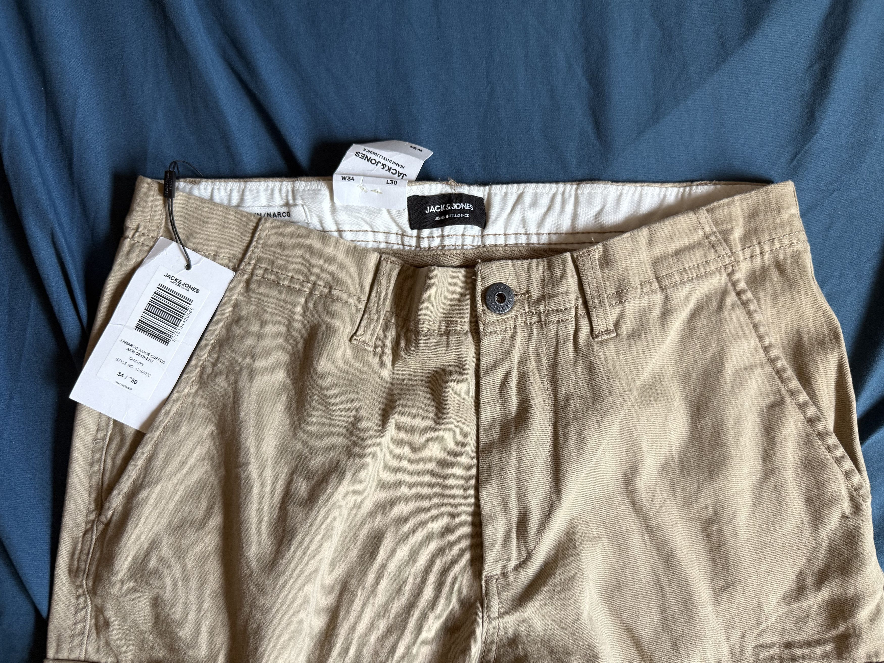 Jack & Jones JACK & JONES Slim Marco Beige Cargo Pants Joggers Mens 34x30 Size US 34 / EU 50 - 3 Thumbnail