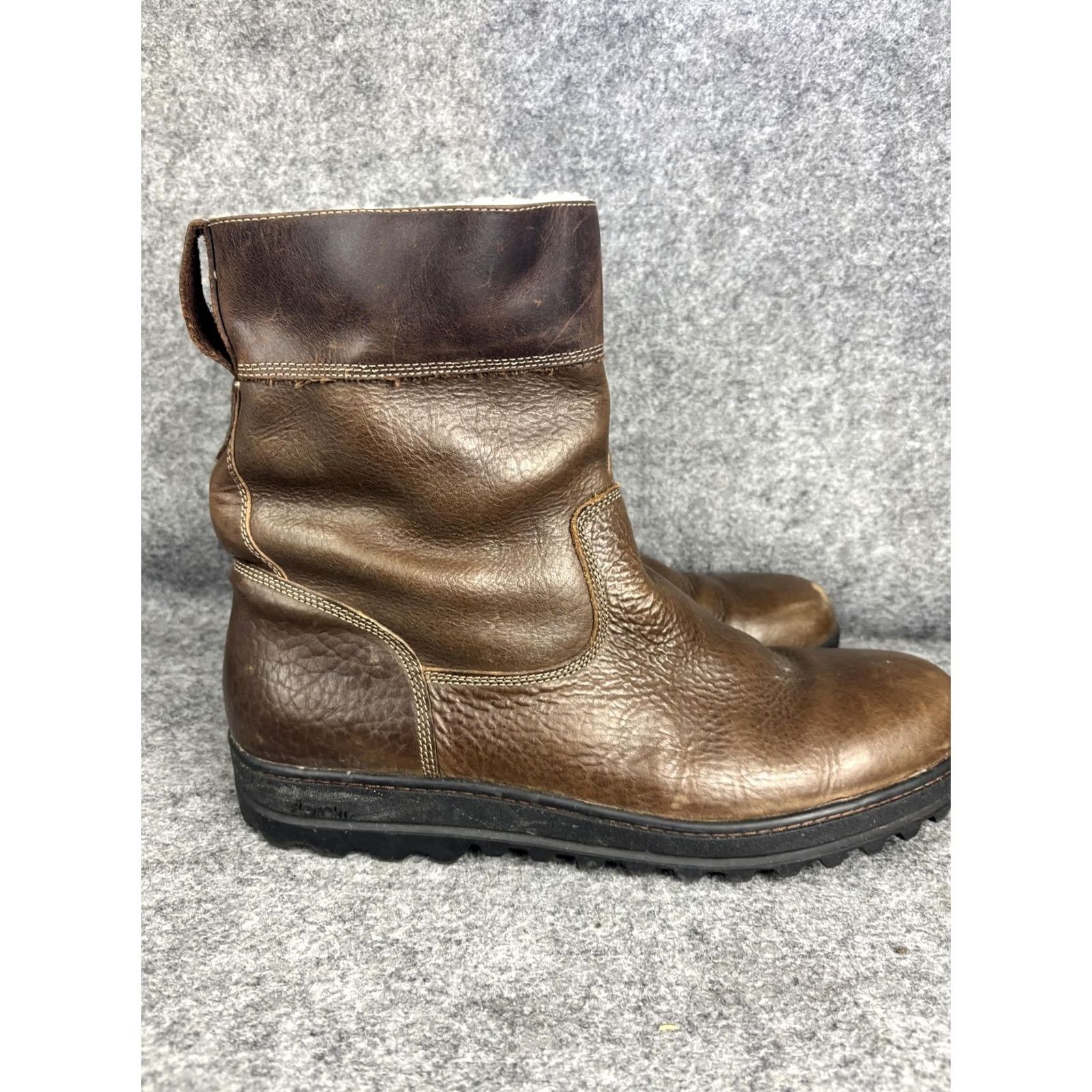 Vintage Trask Boots Mens 13M Brown Leather Waterproof Shearling Lined Zip Mid-Calf Workwear Casual Winter Size US 13 / EU 46 - 4 Thumbnail