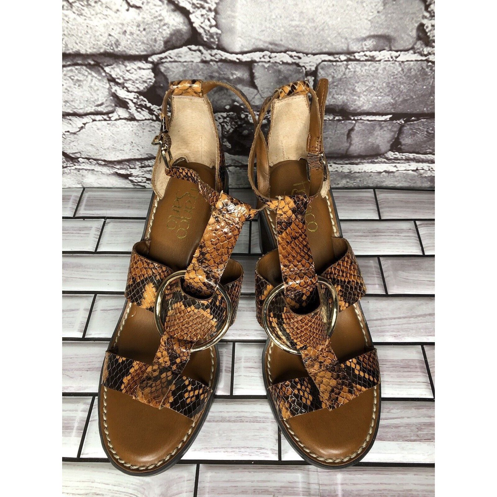 Other Franco Sarto Dandelion Snake Print Ankle Strappy Brown Leath Size US 6 / IT 36 - 12 Thumbnail