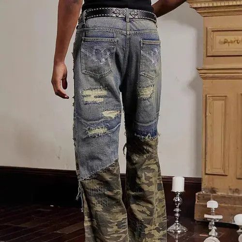 Jean Distressed Patchwork Camo Jeans Size US 30 / EU 46 - 3 Thumbnail