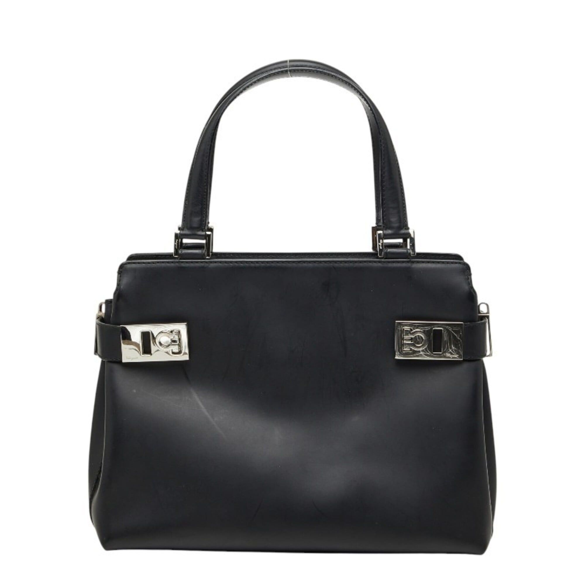 Salvatore Ferragamo Salvatore Ferragamo Gancini Handbag AQ-21 0167 Black Leather Women's Size ONE SIZE - 1 Thumbnail