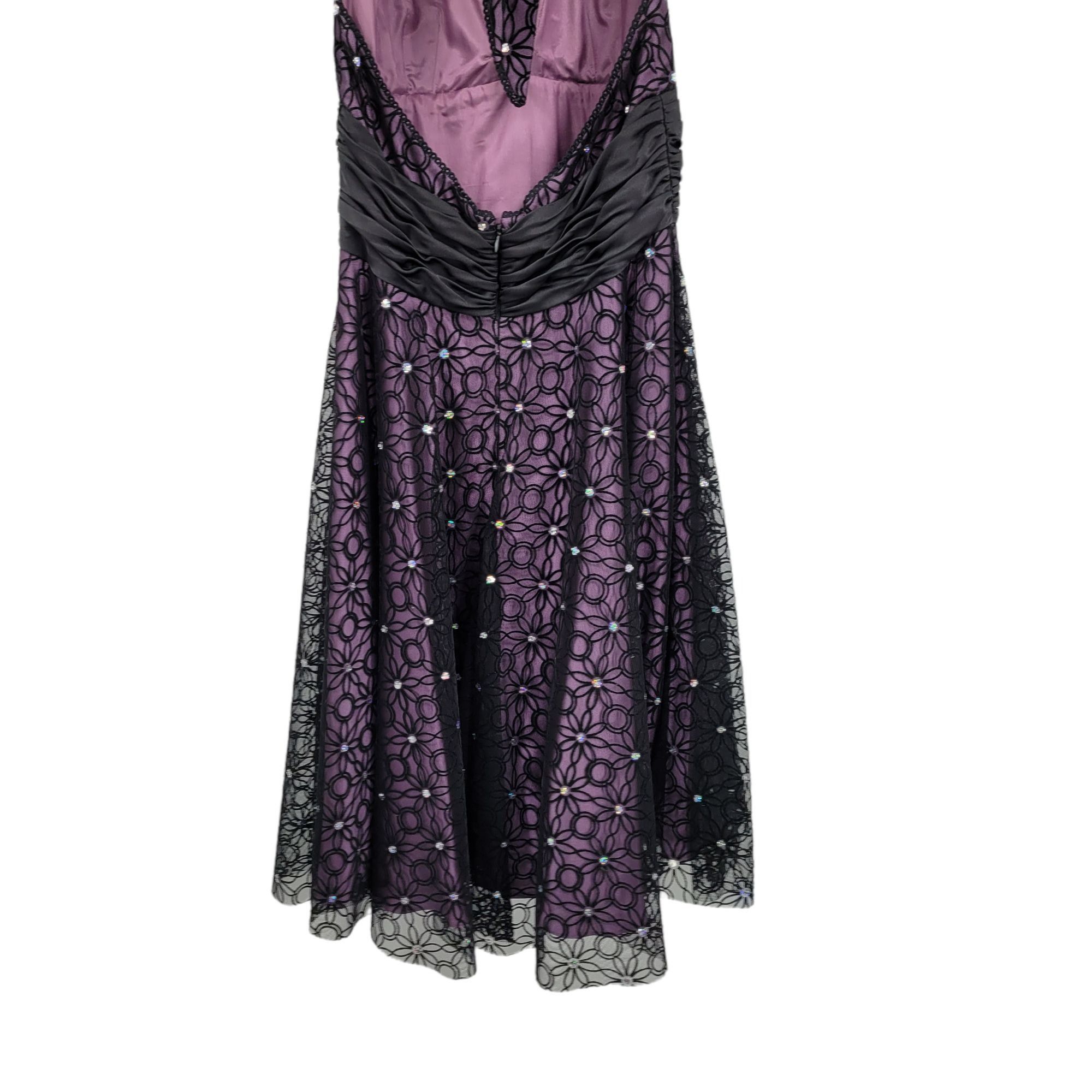 Adrianna Papell 90's Cocktail Dress Sz 6 Fairy Grunge Spiderweb Halter Purpl Size M / US 6-8 / IT 42-44 - 6 Thumbnail