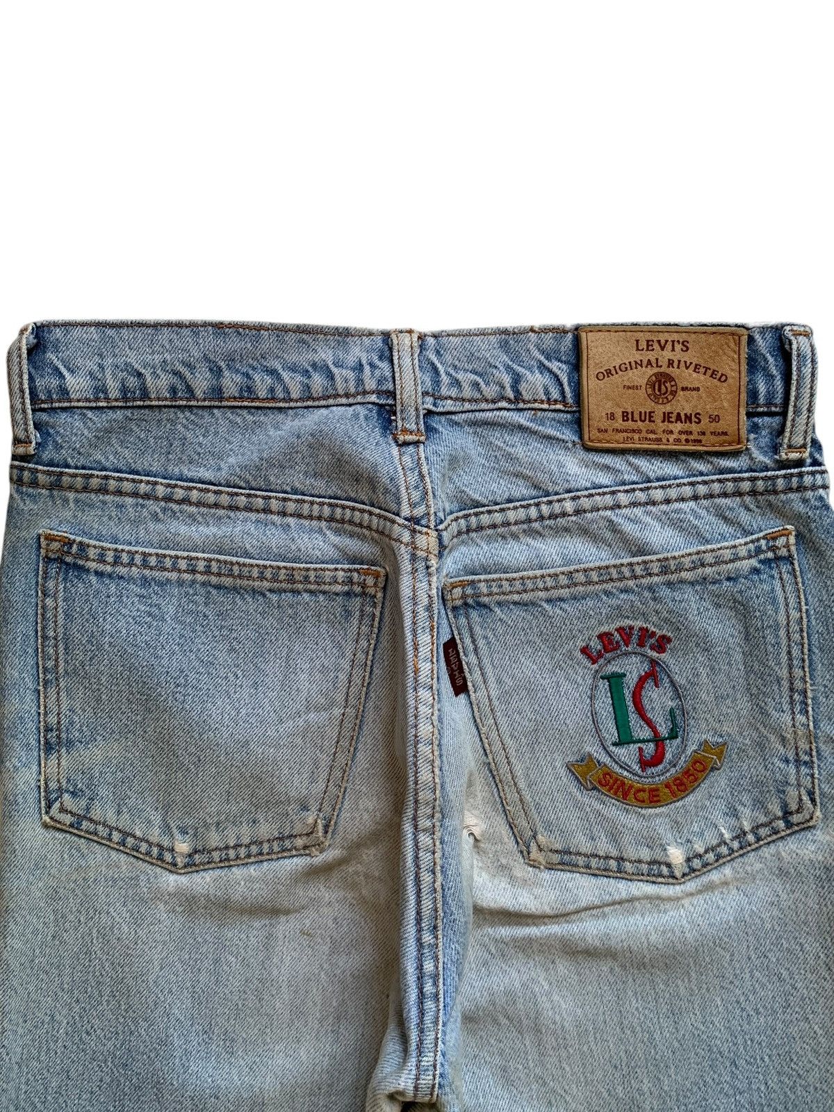 Levi's × Levi's Vintage Clothing Vintage 90s Levis Big E Painted Blue Wash Distressed Jeans Size US 28 / EU 44 - 8 Thumbnail