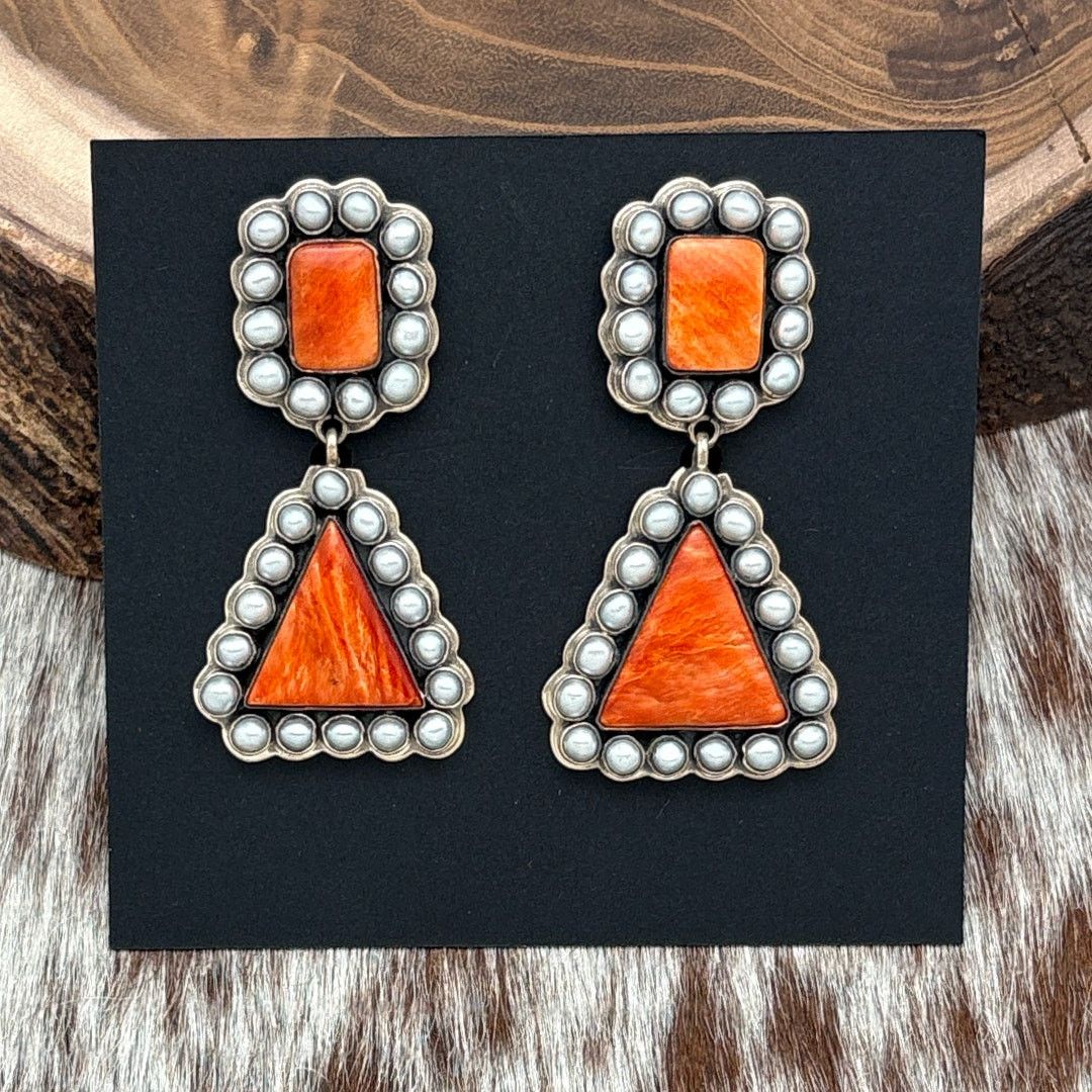 Other FEDERICO JIMENEZ Sterling Orange Spiny & Grey Pearl Earrings Size ONE SIZE - 1 Thumbnail