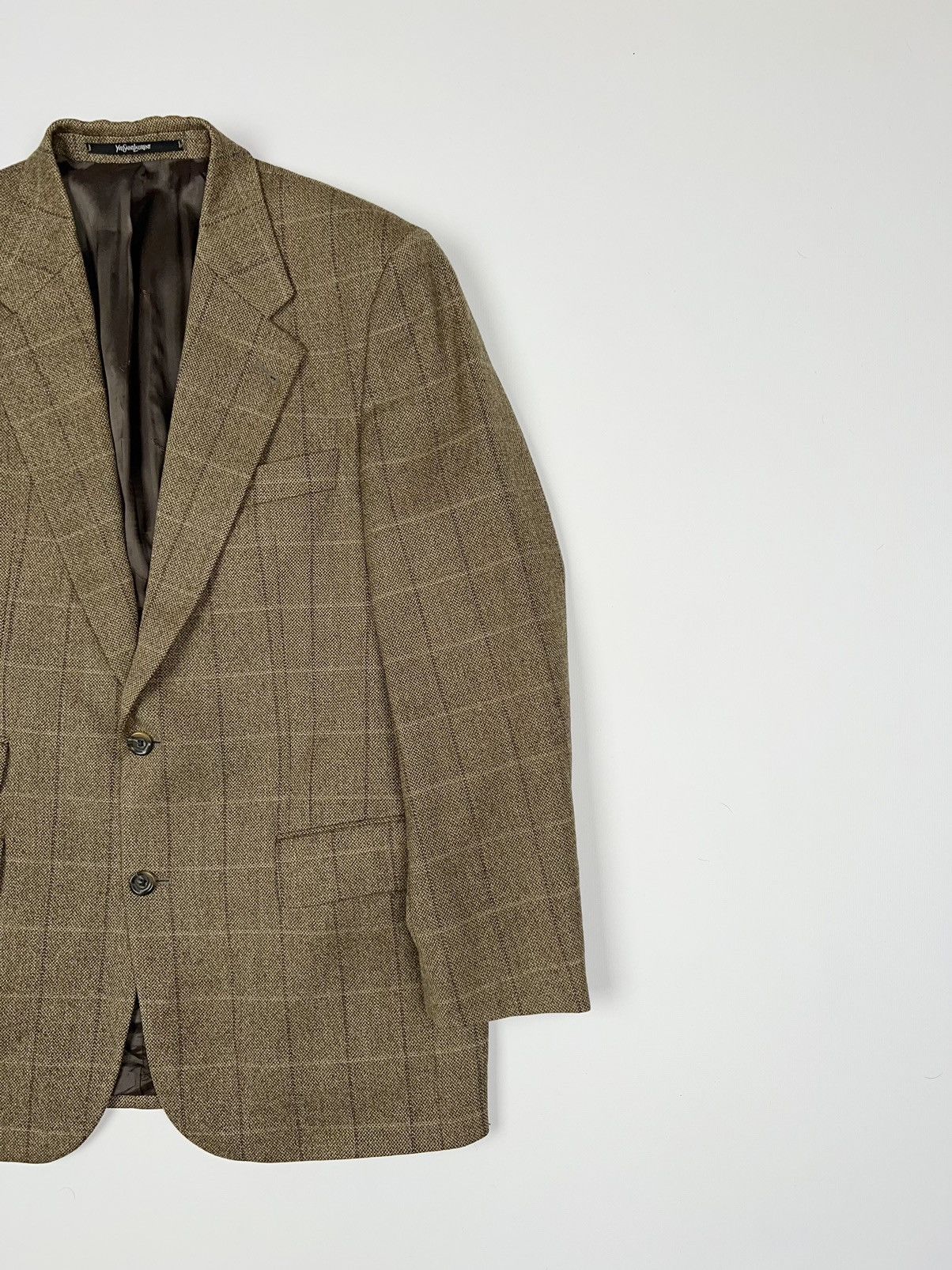 Vintage × Yves Saint Laurent Yves Saint Laurent Wool Blazer Brown Jacket Size 44R - 4 Thumbnail