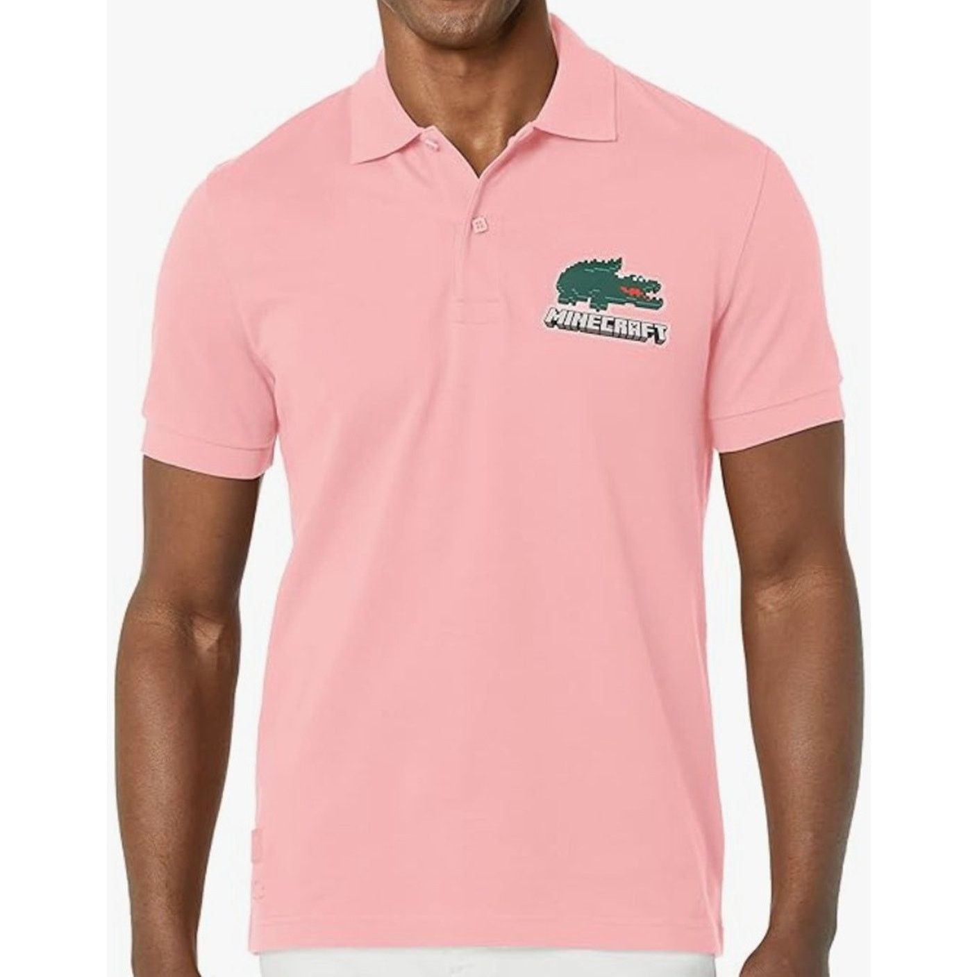 Lacoste Lacoste Mens Short Sleeve Minecraft Croc Polo Shirt Pink 2XS Size US XS / EU 42 / 0 - 1 Thumbnail