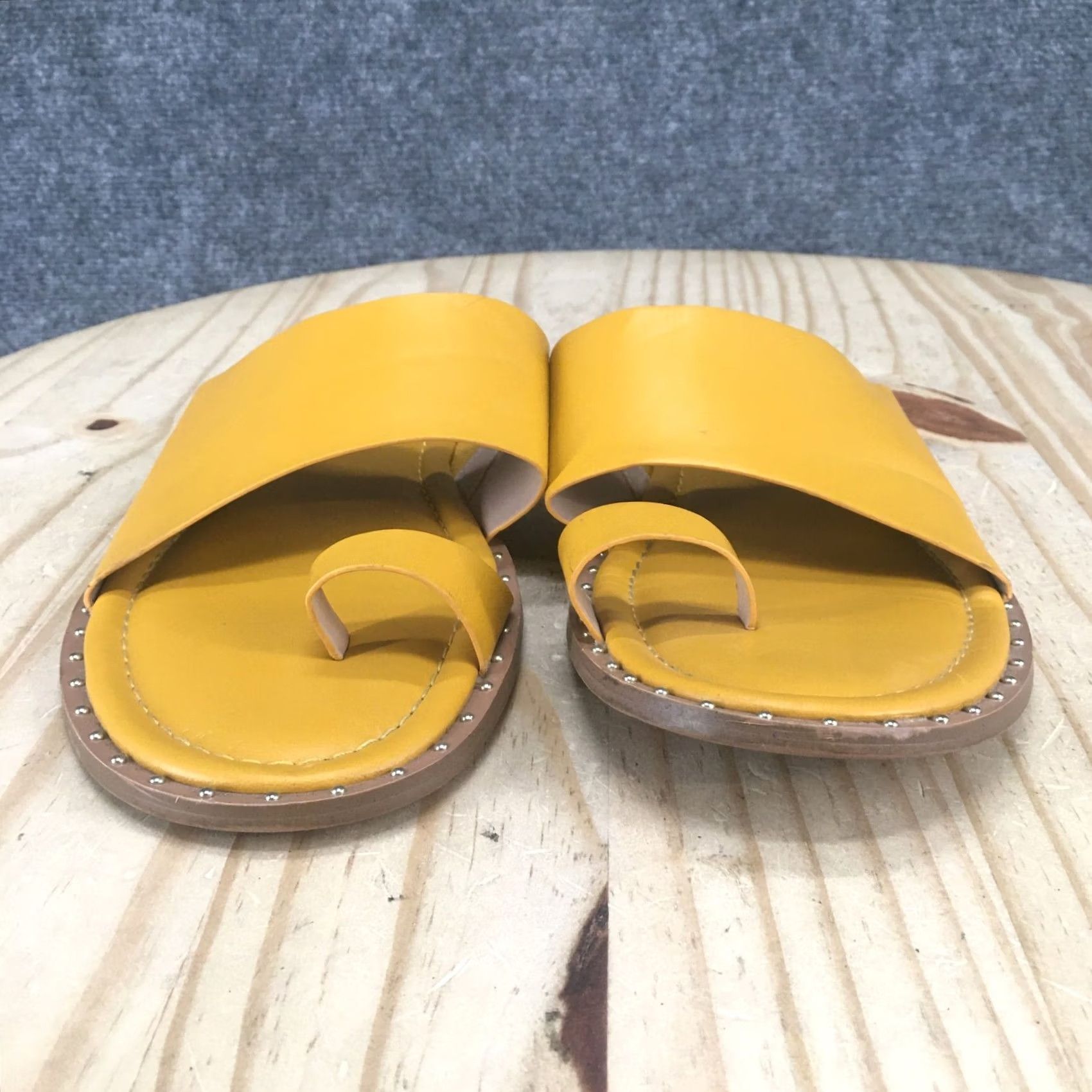 BCBGeneration BCBGeneration Sandals Womens 10M Zinda Slip On Slides Yellow Faux Leather Casual Size US 10 / IT 40 - 4 Thumbnail