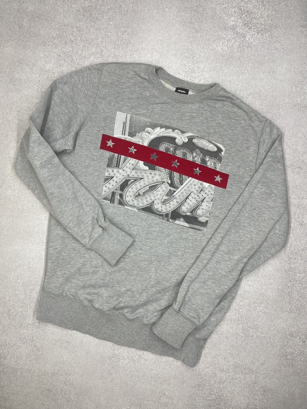 Mens Diesel Only The Brave Sweatshirt Grey Big Logo Size M/L