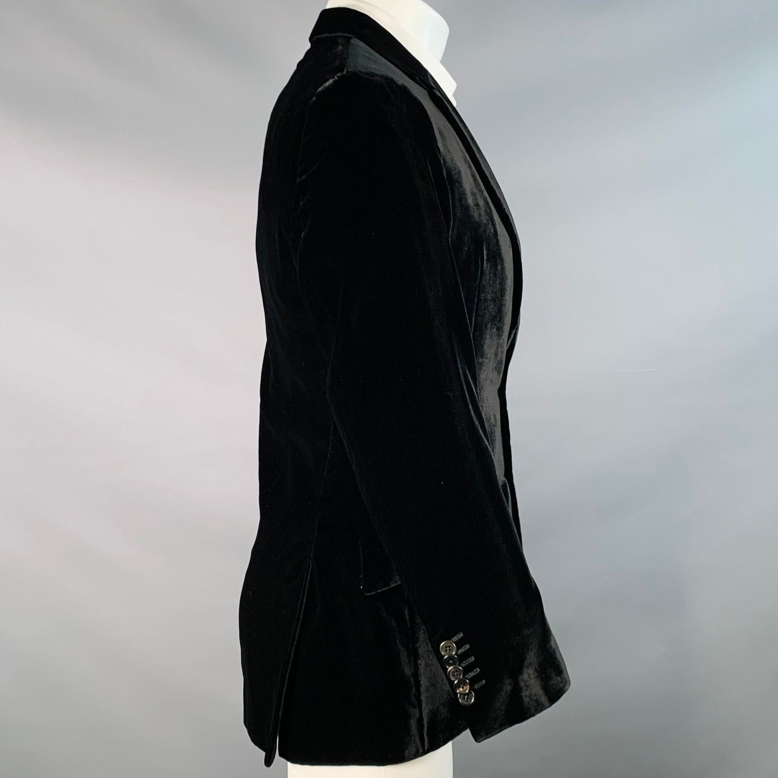 Paul Smith The Byard Black Velvet Viscose Blend Notch Lapel Sport Coat Size 38R - 2 Thumbnail
