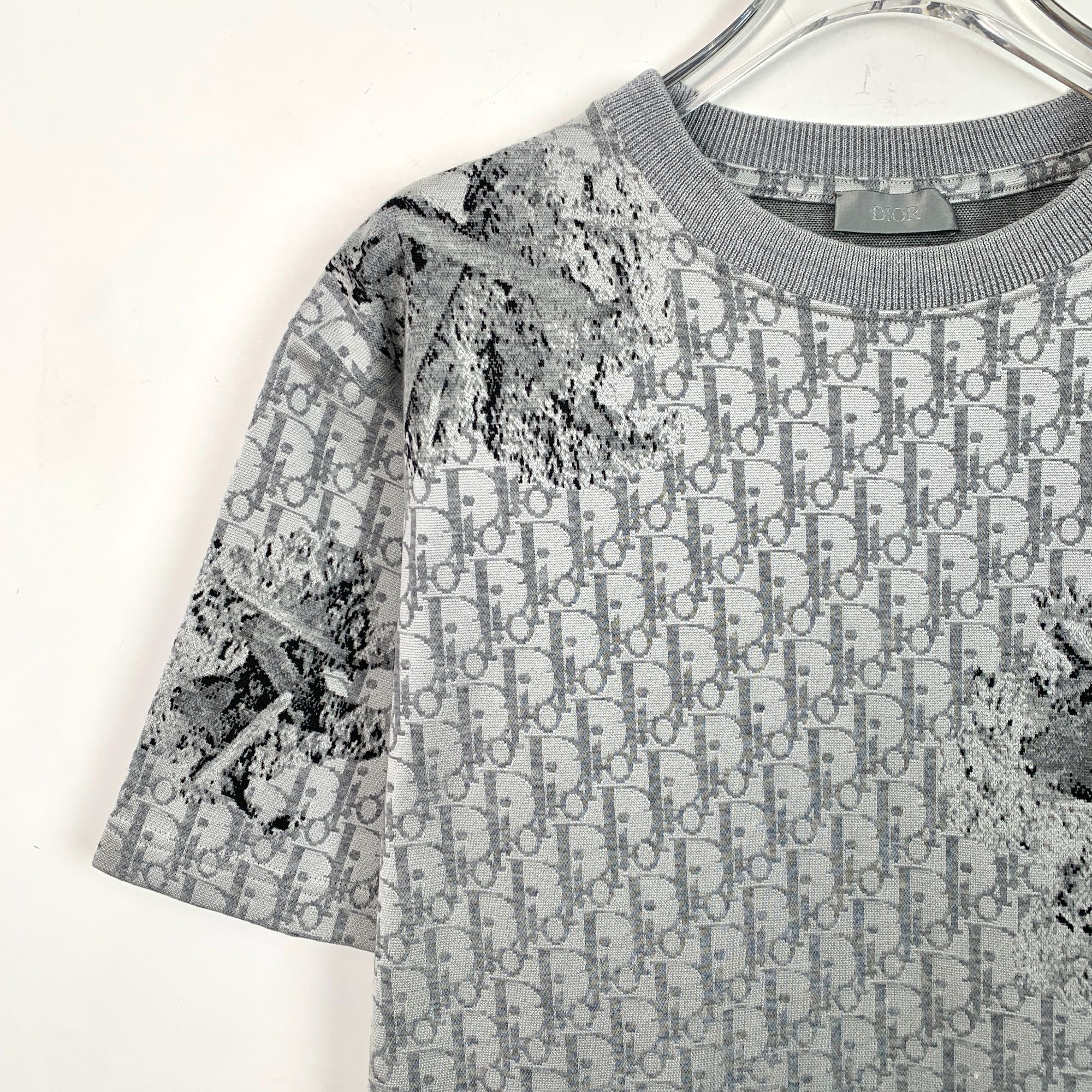 Dior Dior Mens Grey Monogram T-Shirt With Distressed Details Size Size US S / EU 44-46 / 1 - 3 Thumbnail