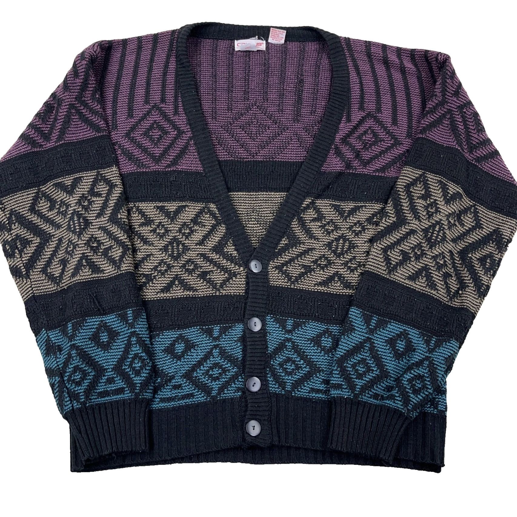 Vintage VINTAGE Campus Cardigan Sweater Men L Geometric Size US L / EU 52-54 / 3 - 2 Thumbnail