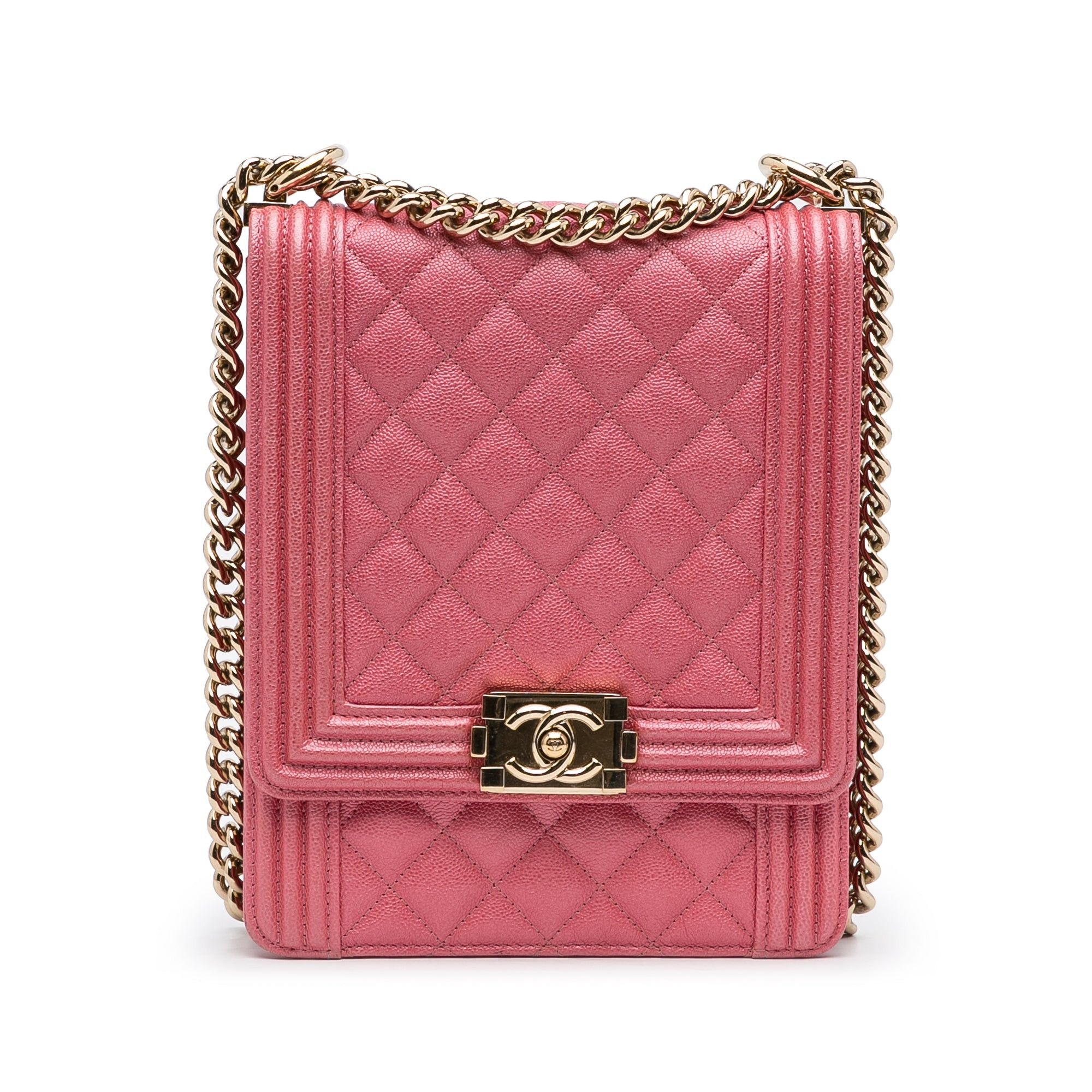 Chanel Pink North South Boy Flap Crossbody Bag, Women's