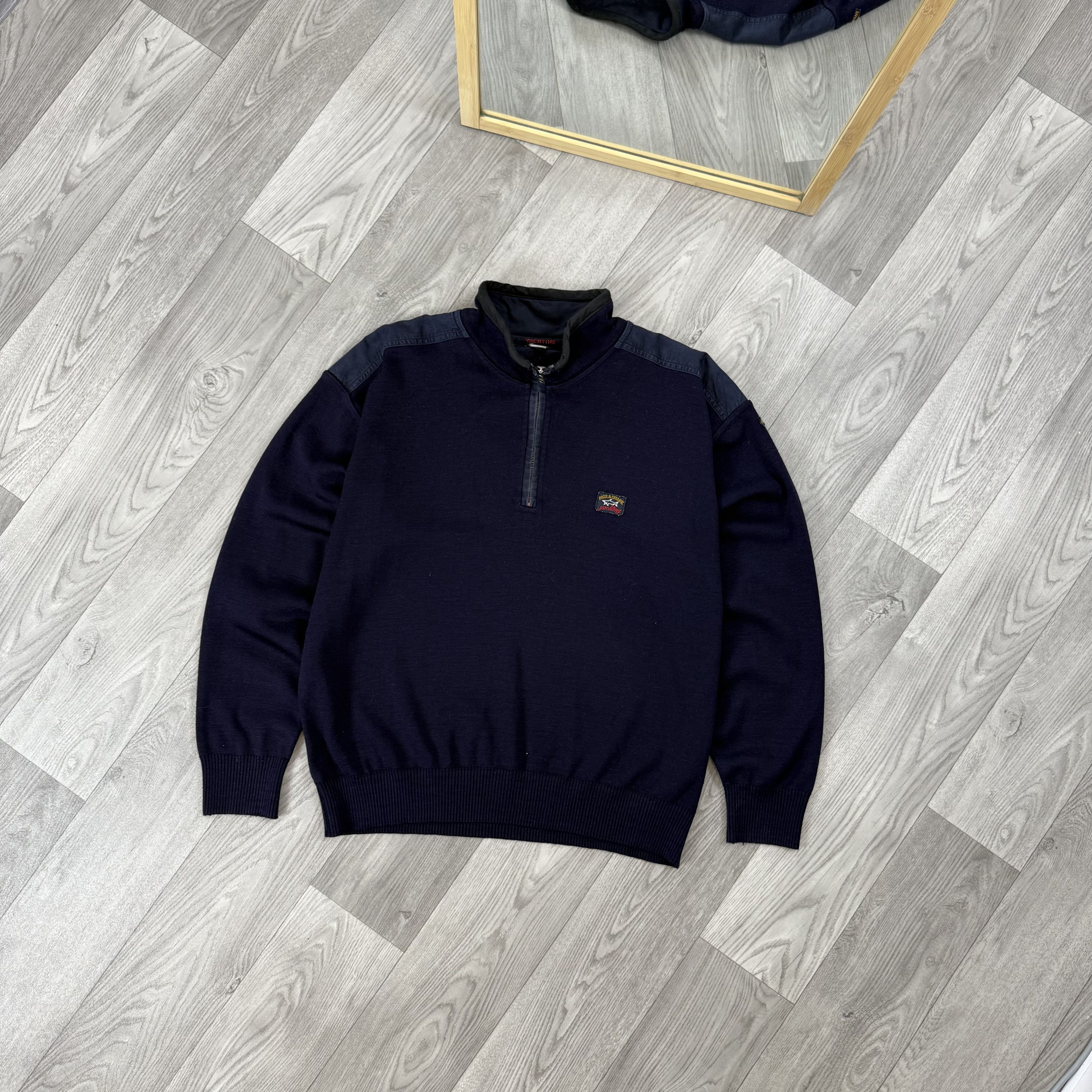 Paul & Shark Vintage Paul & Shark 90s Half Zip Blue Sweater Size US L / EU 52-54 / 3 - 1 Thumbnail