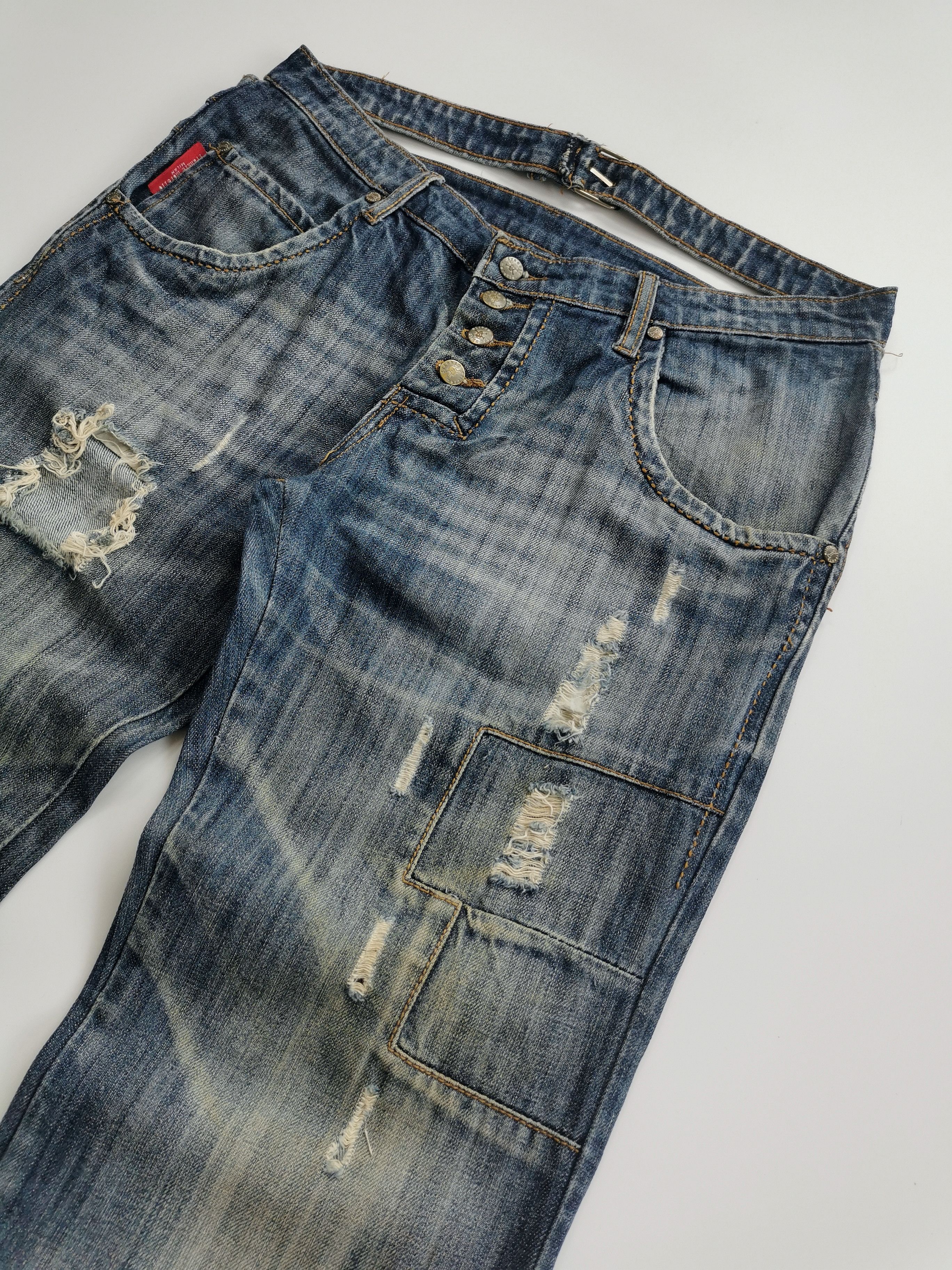 Frankie Morello Frankie Morello Y2K Gimmick Skull Damage Processing Jeans Size US 32 / EU 48 - 18 Thumbnail