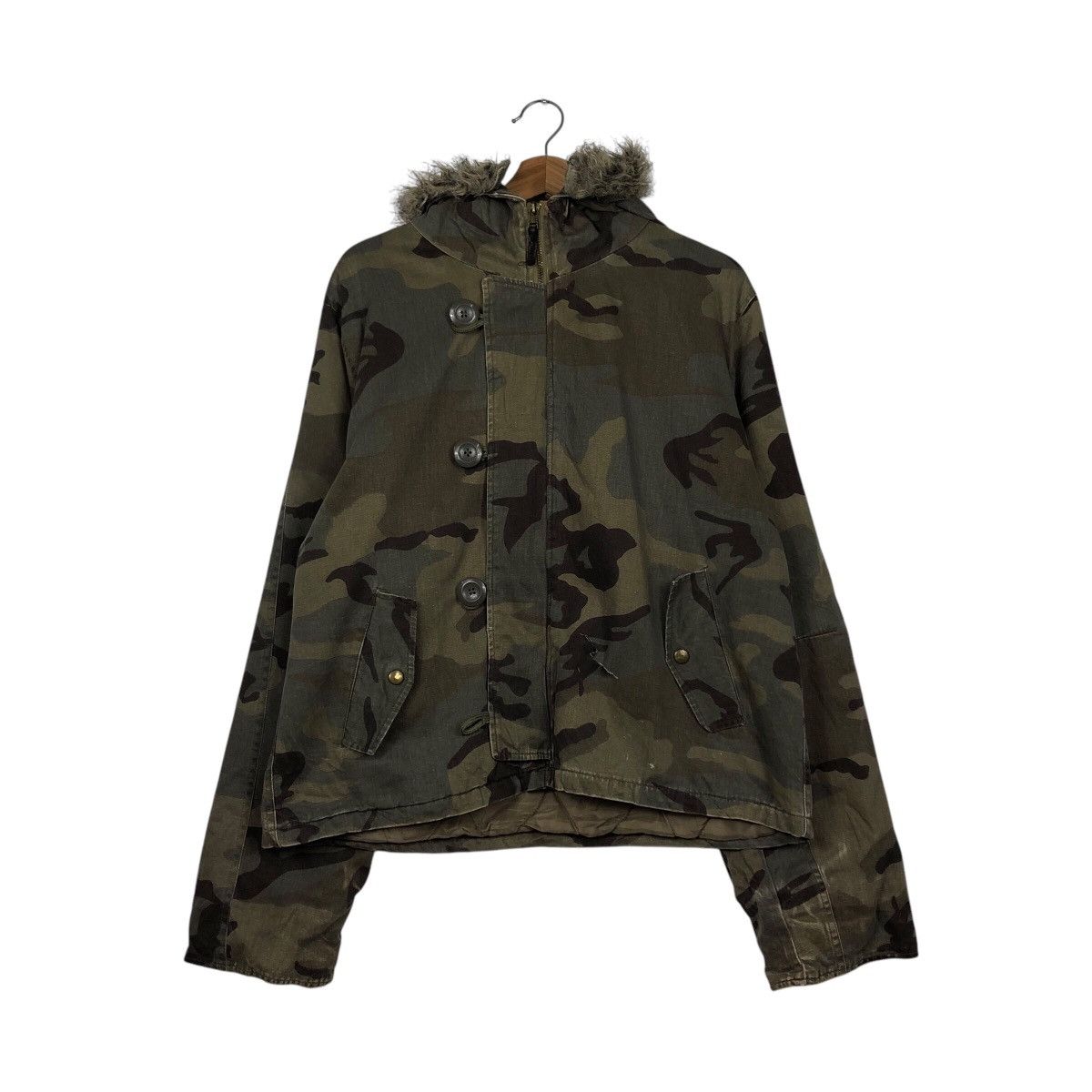 Japanese Brand 📌Vintage Bomber Jacket Camouflage Fur Hoodie Jinnee Size US L / EU 52-54 / 3 - 2 Thumbnail