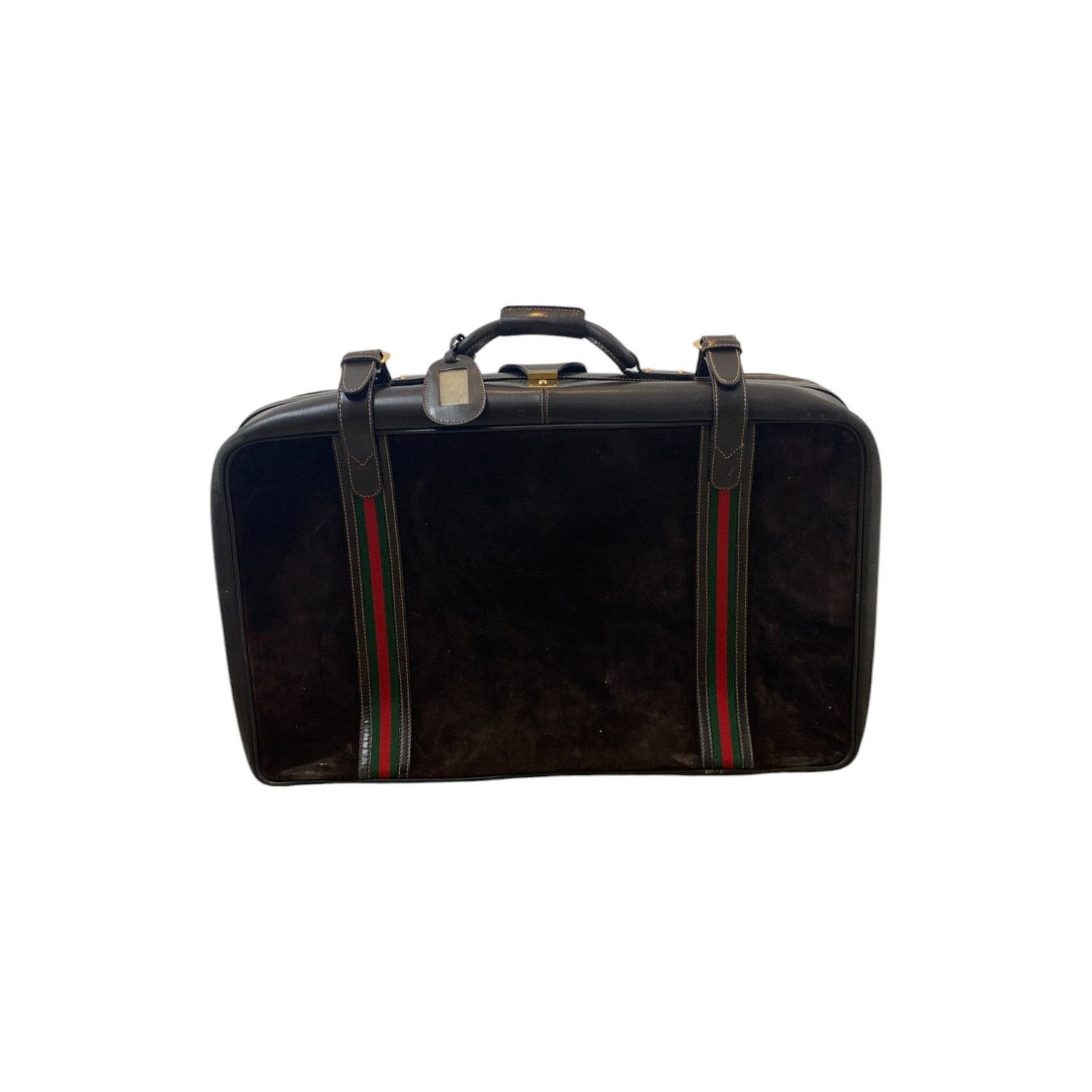 Gucci 80s Brown Monogram Webstripe Suede Suitcase Size ONE SIZE - 3 Thumbnail