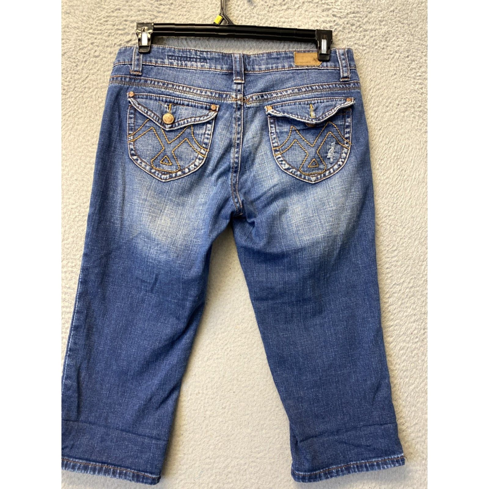 Vintage VIGOSS Denim Capri Jeans Mid Rise Women’s 11 34x19 Blue Slim Distressed Designer Size 32" / US 10 / IT 46 - 7 Thumbnail
