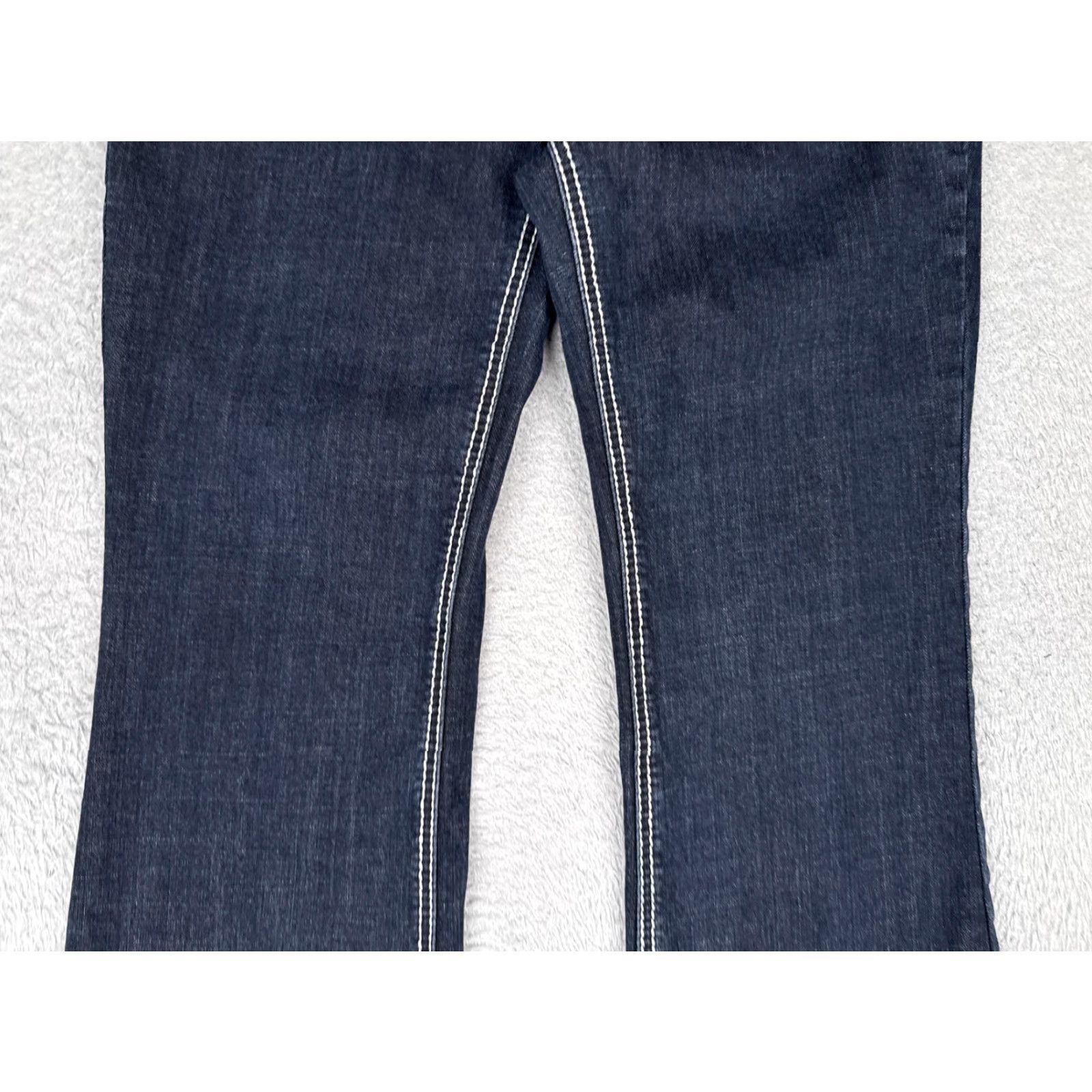 Vintage Blue Asphalt Jeans Bootcut Juniors 13 Dark Wash Low Rise 32x27 Denim Stretch 5-Pocket Womens Girls (063) Size 34" / US 12 / IT 48 - 3 Thumbnail