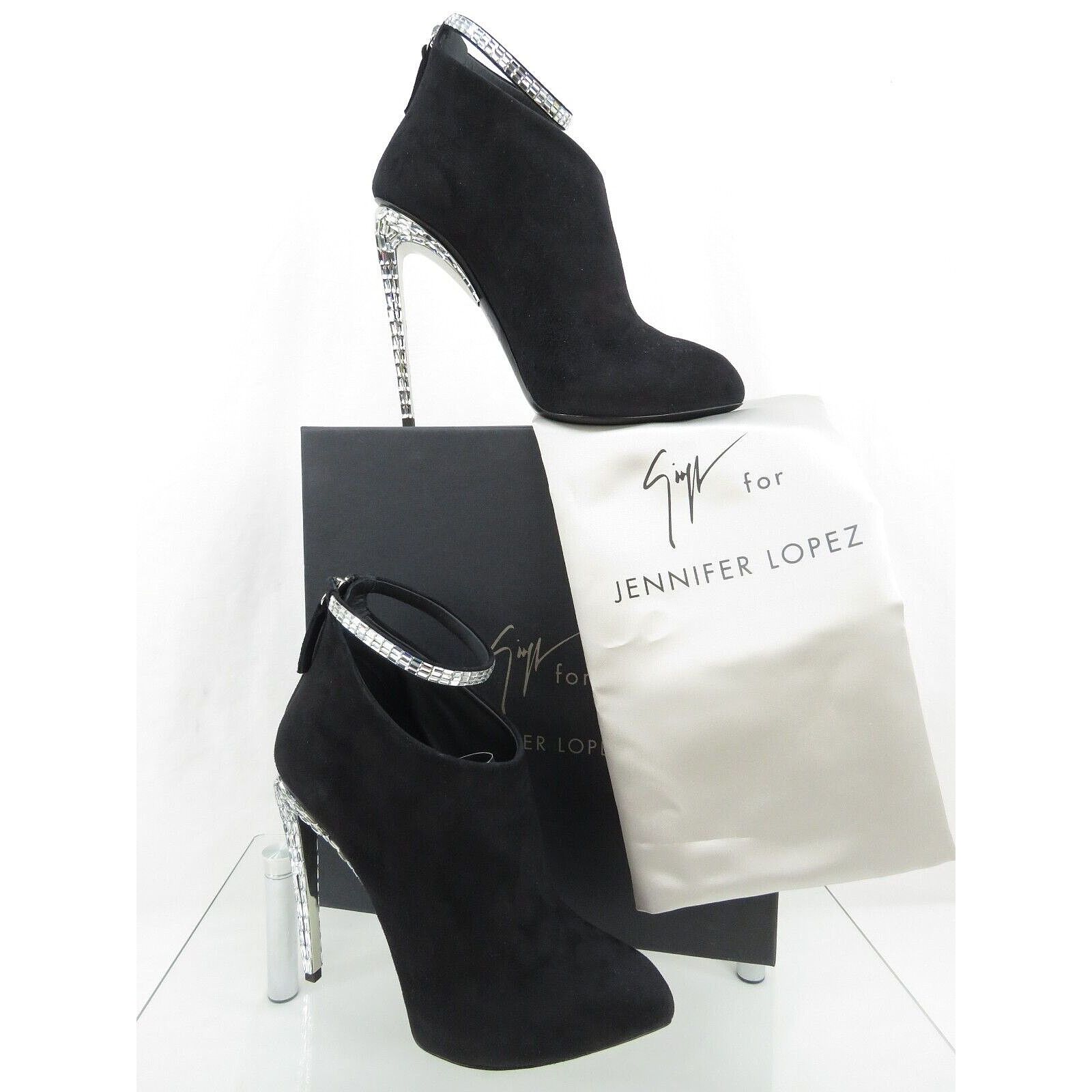 Giuseppe Zanotti LOPEZ FRIDA BLACK SUEDE CRYSTALS ANKLE ZIP BOOTIE PUMPS 39 Size US 9 / IT 39 - 8 Thumbnail