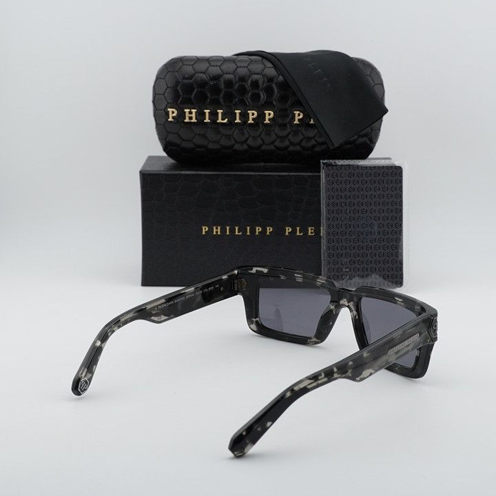 Philipp Plein Philipp Plein SPP044M 809X Sunglasses Black Rectangle Frame Size ONE SIZE - 9 Thumbnail