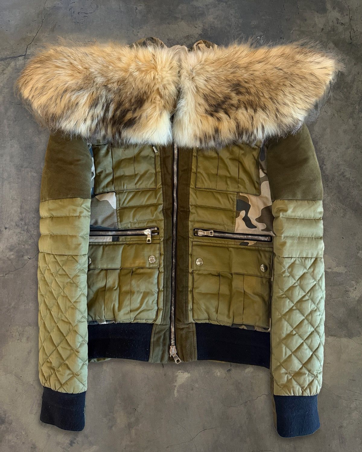 Balmain BALMAIN AW2014 FUR TRIM CAMO PRINT QUILTED JACKET Size US M / EU 48-50 / 2 - 5 Thumbnail