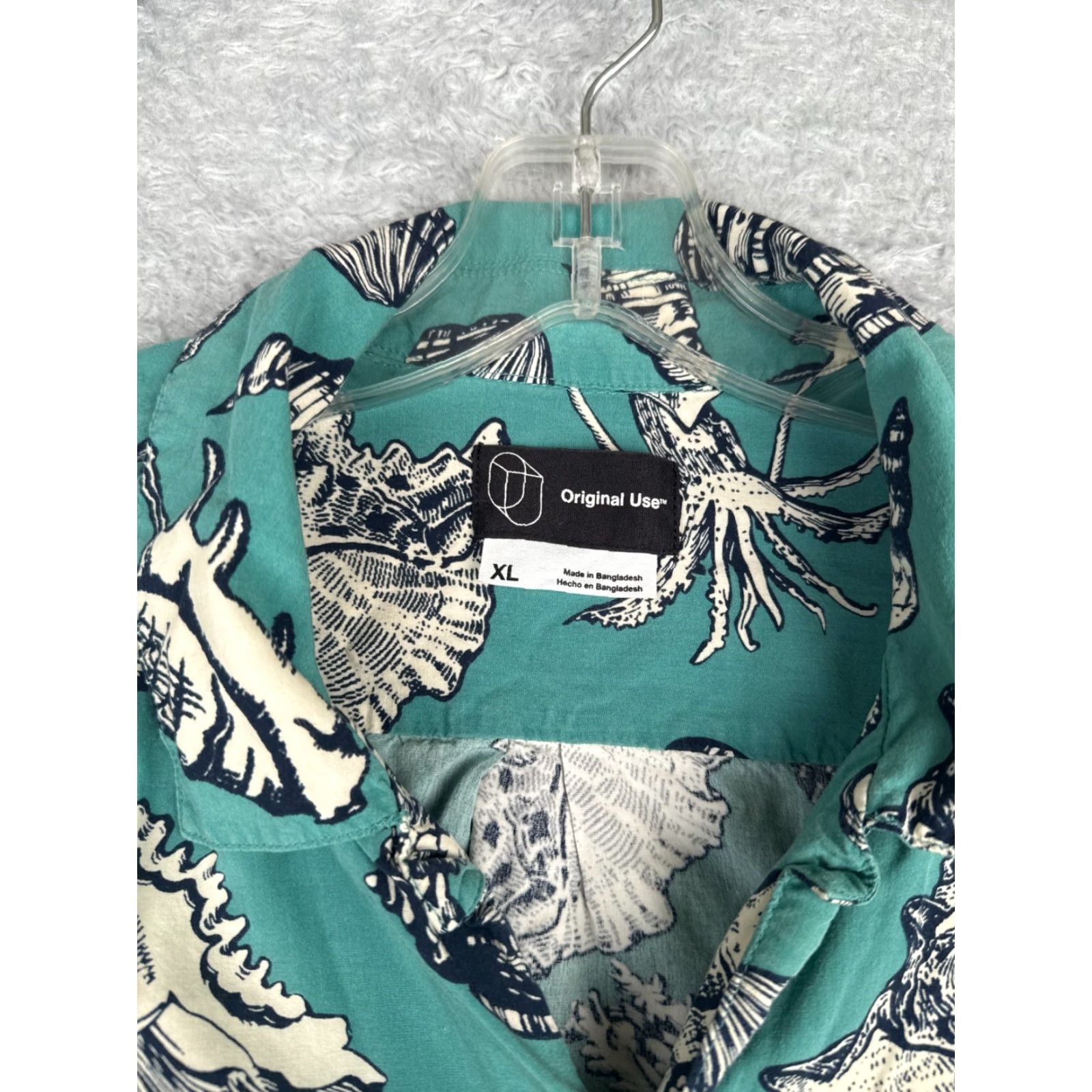 Vintage Original Use shirt XL Blue Coral Seashells Hawaiian 100% Rayon Size US XL / EU 56 / 4 - 6 Thumbnail