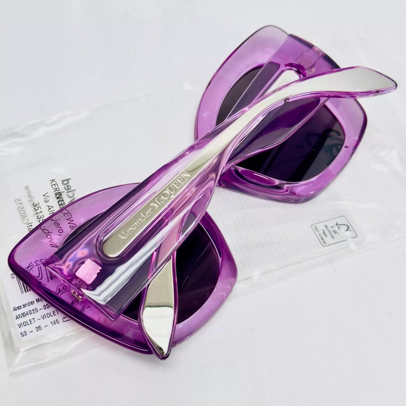 Alexander McQueen ALEXANDER MCQUEEN Violet Translucent AM0402S 0402 004 Size ONE SIZE - 6 Thumbnail