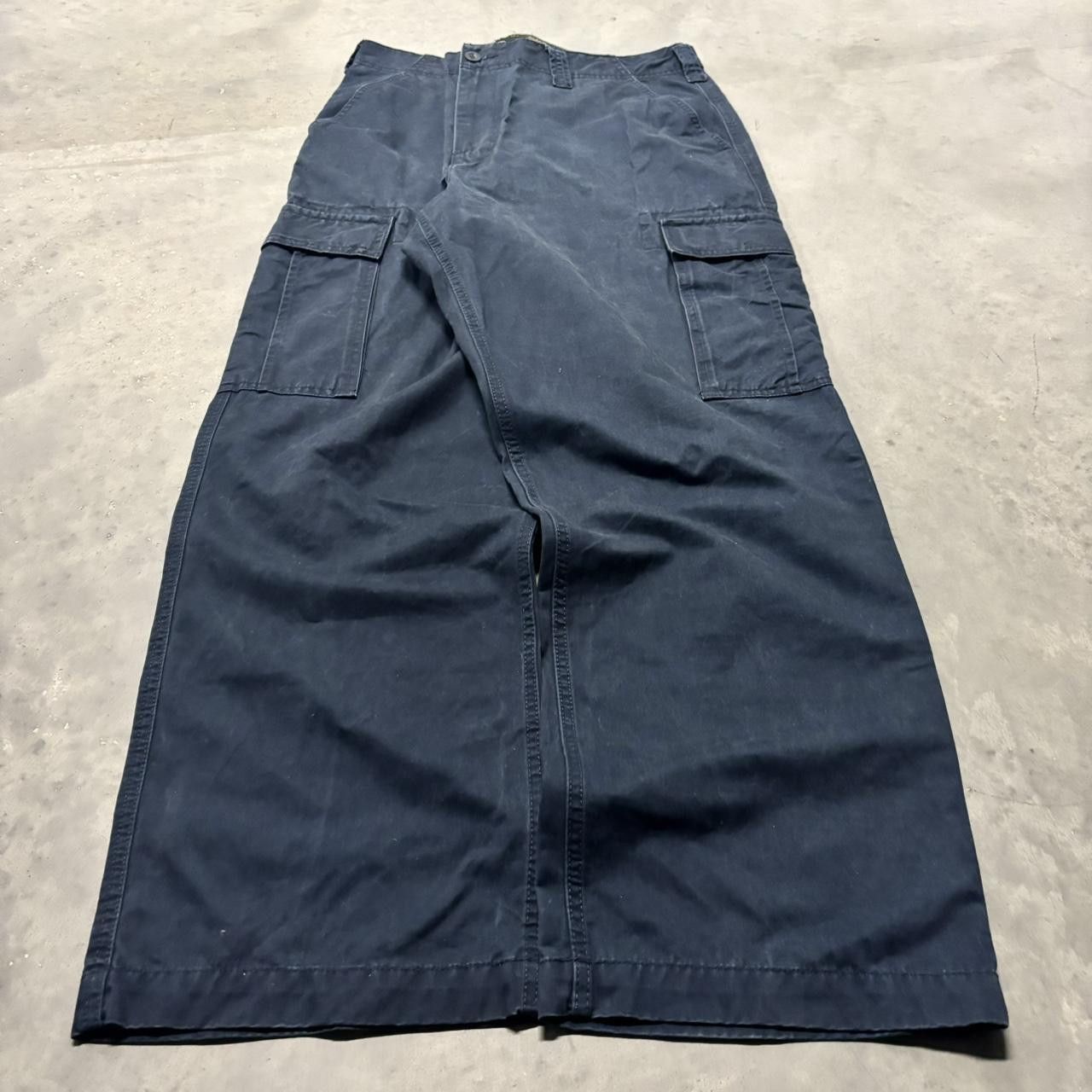 Japanese Brand × Vintage Crazy Vintage Y2K/2000s Baggy Navy Blue Skater Wide Leg Cargo Pants! Size US 40 / EU 56 - 3 Thumbnail
