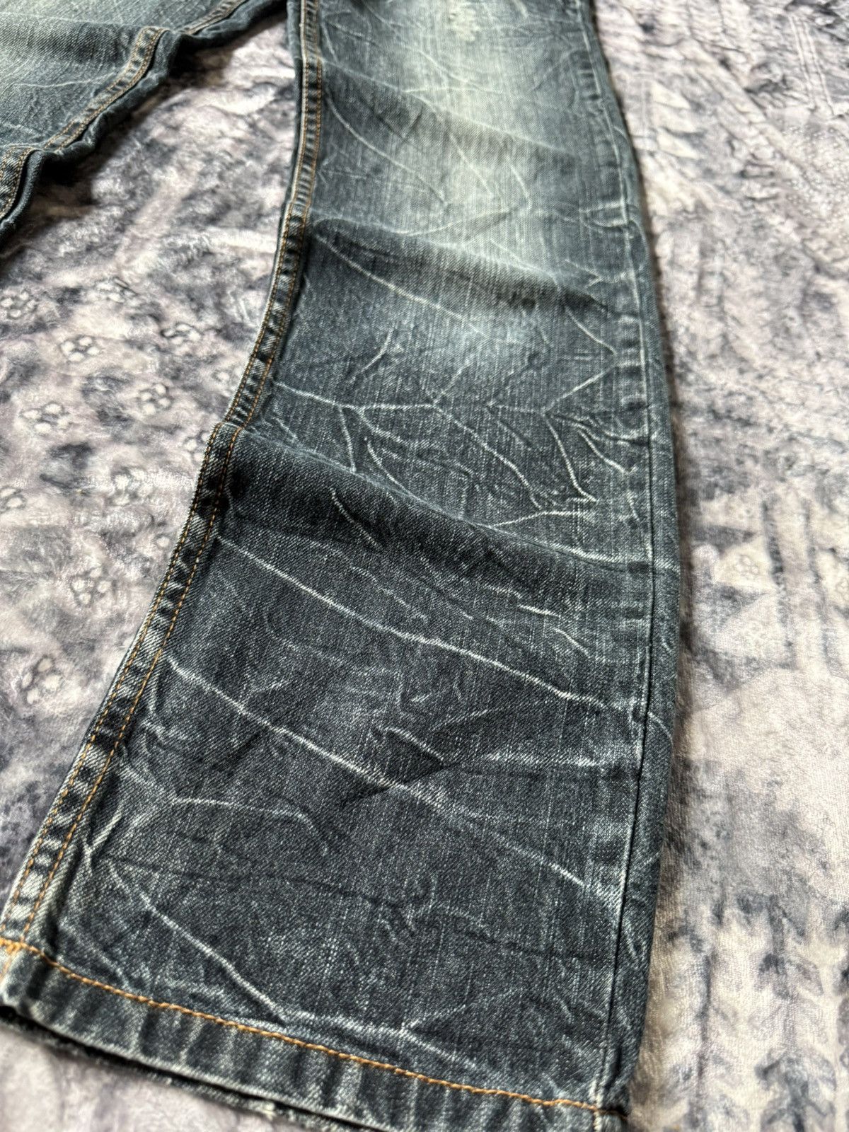 Japanese Brand × LOWBOX × Tete Homme Nylaus Japan Cut And Sew Double Waist Shadow Wash Jeans Size US 30 / EU 46 - 9 Thumbnail
