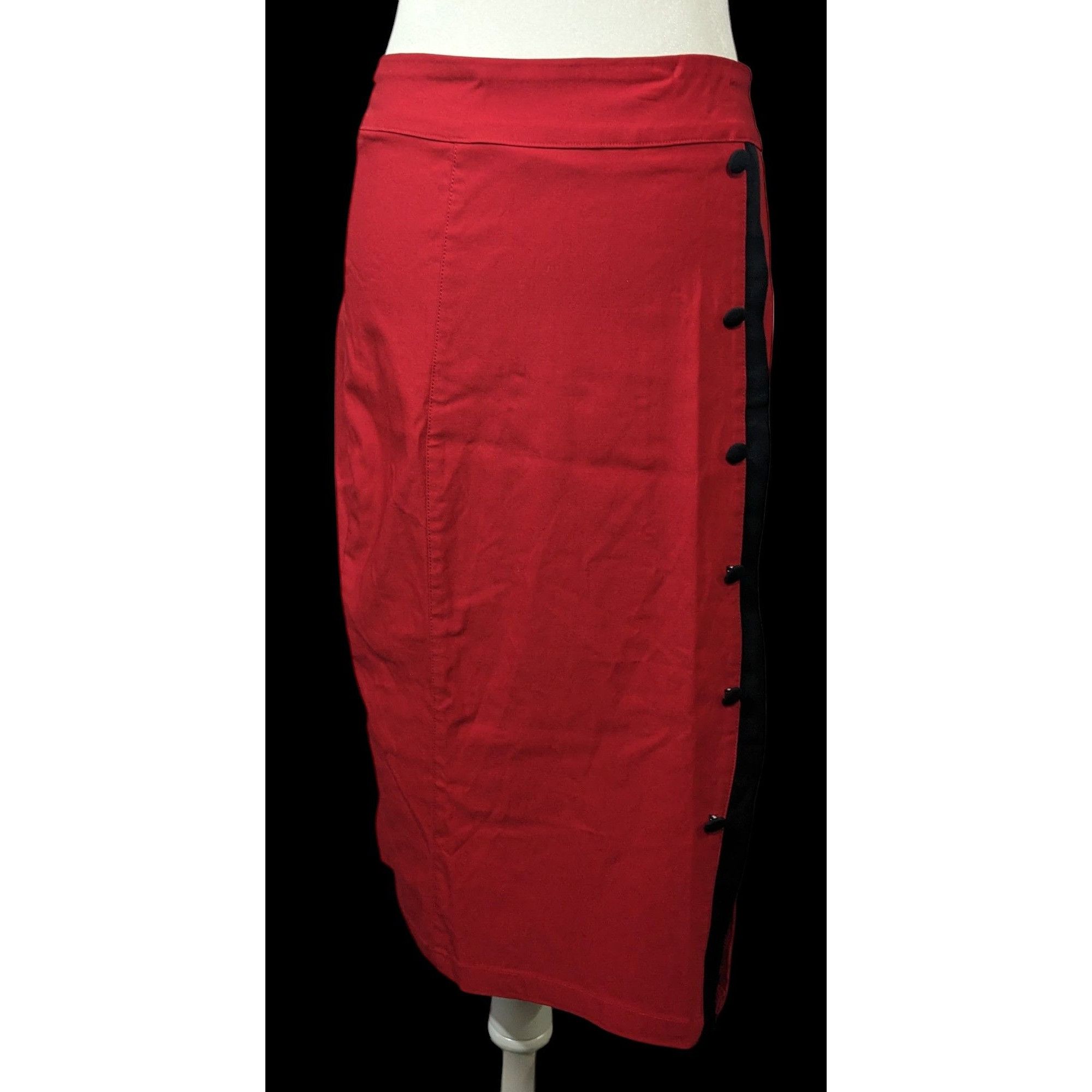 ROCKSTEADY Rock Steady Rockabilly Pinup Black And Red Pencil Skirt Size Size 30" / US 8 / IT 44 - 1 Thumbnail