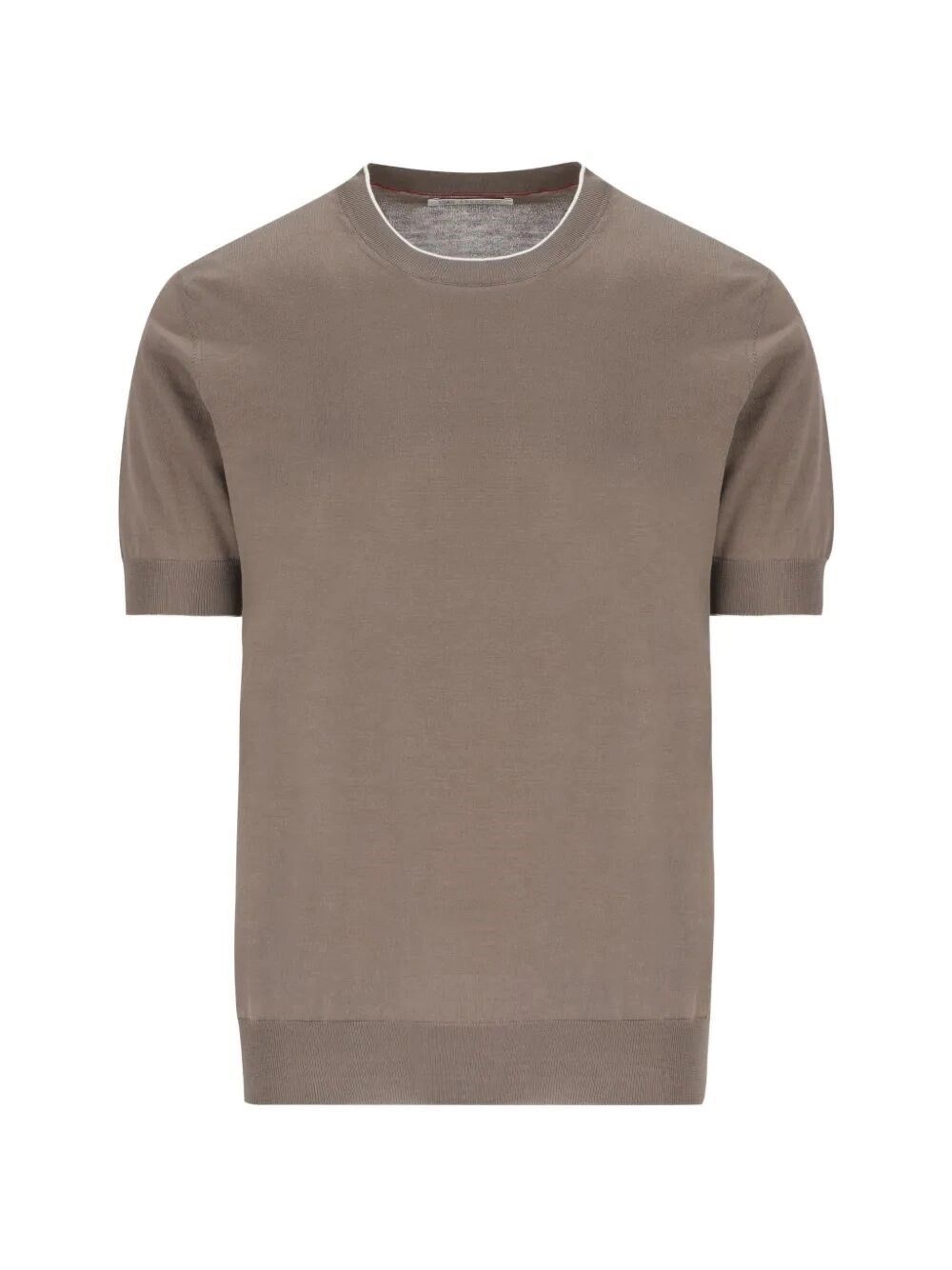 Brunello Cucinelli Cotton Lightweight Knit T-Shirt With Contrast Details Size US XL / EU 56 / 4 - 1 Thumbnail