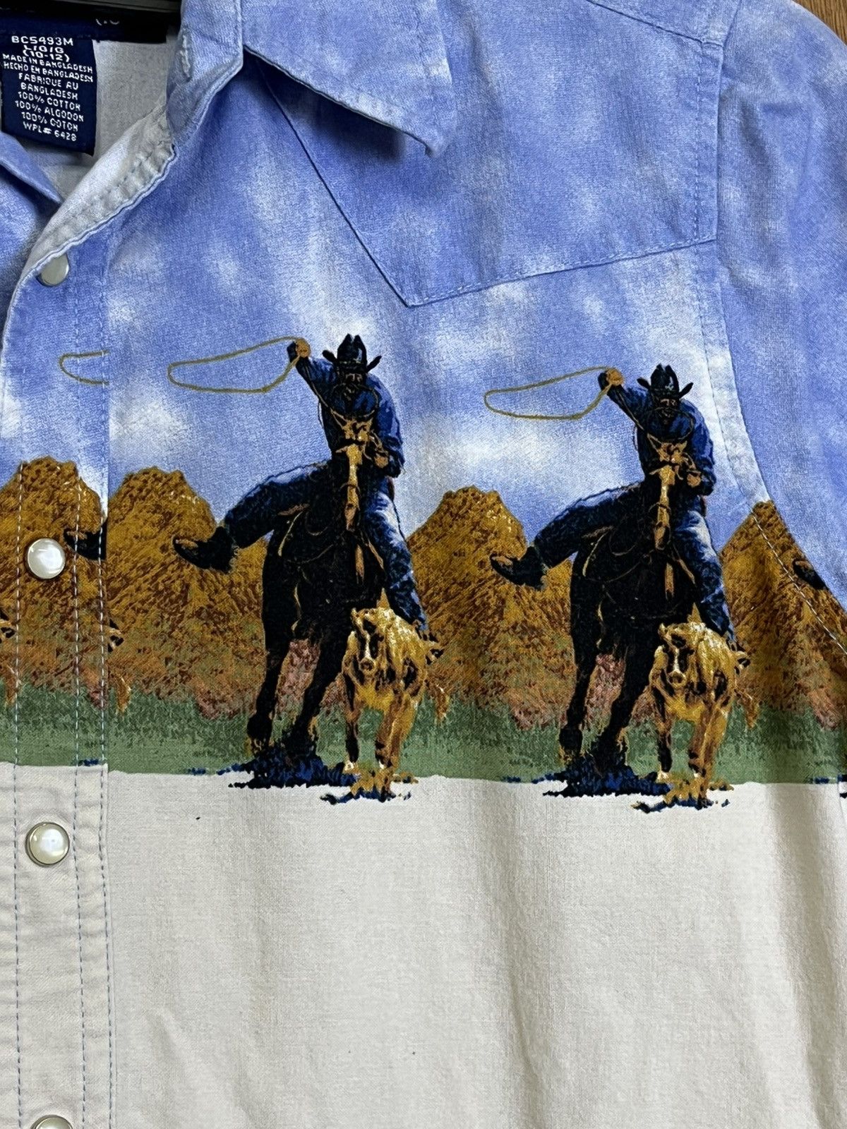 Wrangler RARE🔥VINTAGE WRANGLER COWBOYS WESTERN BUTTON UPS SHIRT Size US XS / EU 42 / 0 - 6 Thumbnail