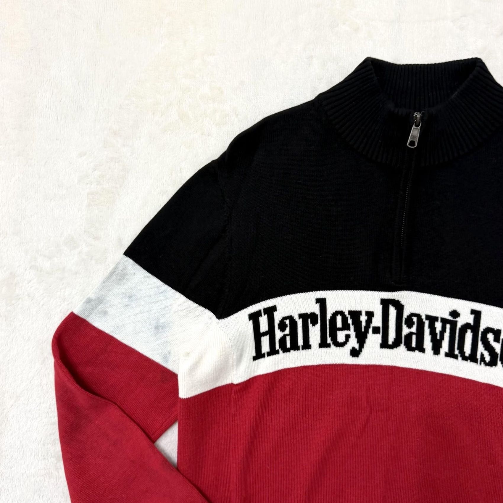 Harley Davidson Harley-Davidson Sweater Men Large Multicolor 1/4 Zip Mock Neck Knit Graphic Print Striped Long Sleeve Size US L / EU 52-54 / 3 - 5 Thumbnail