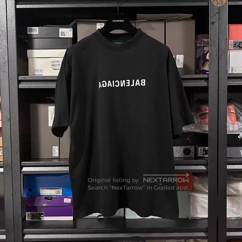 Balenciaga Balenciaga Black Mirror Logo Short Sleeve Size US L / EU 52-54 / 3 - 1 Thumbnail