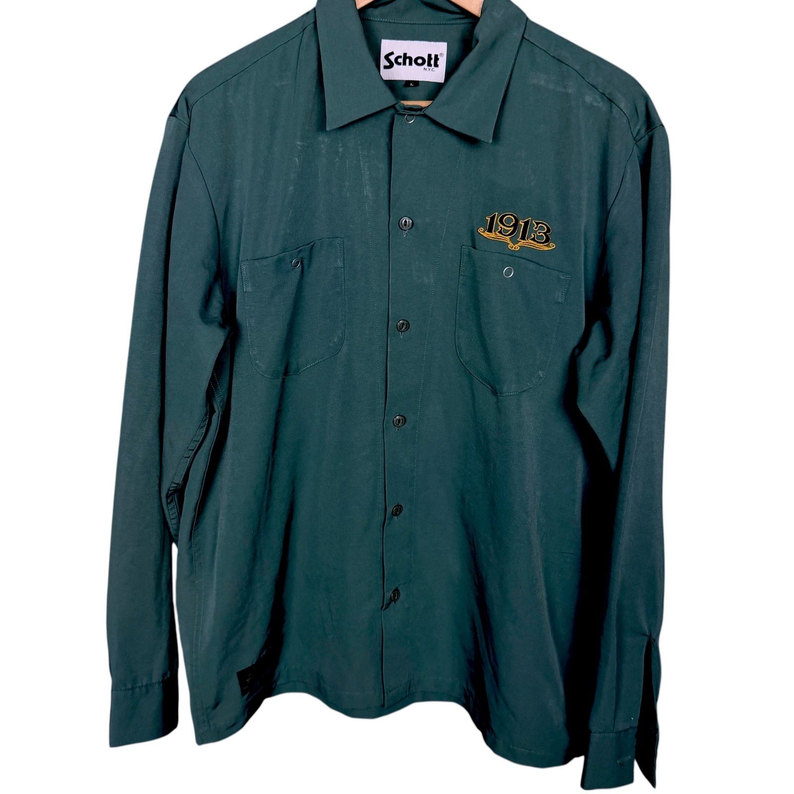 Schott Schott Brothers NYC LS Dark Green Embroidered Work Shirt L Size US L / EU 52-54 / 3 - 4 Thumbnail