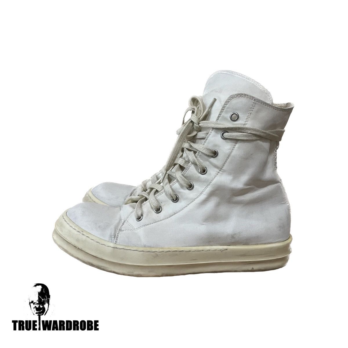 image of 2016 Era Rick Owens Drkshdw Ramones High Triple White Shoes, Men's (Size 8)