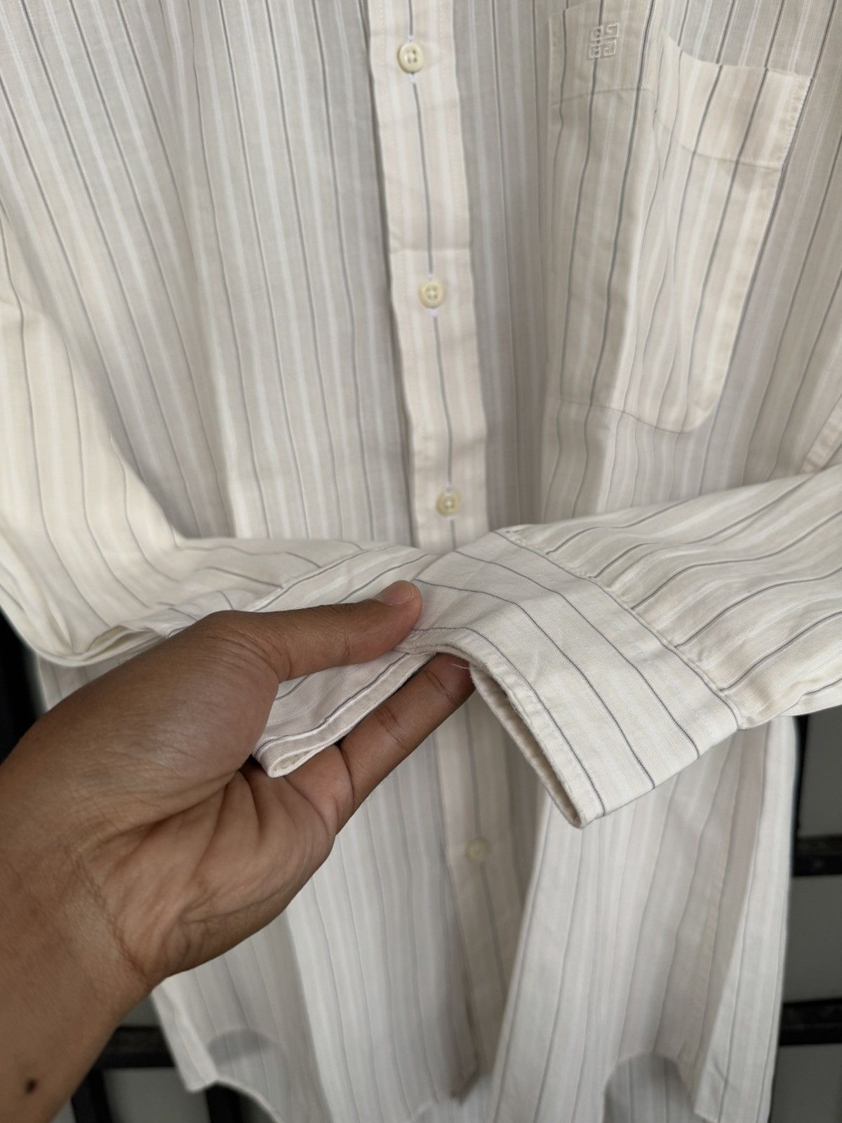 Givenchy VINTAGE GIVENCHY MONSIEUR STRIPE LONG SHIRT Size US M / EU 48-50 / 2 - 4 Thumbnail