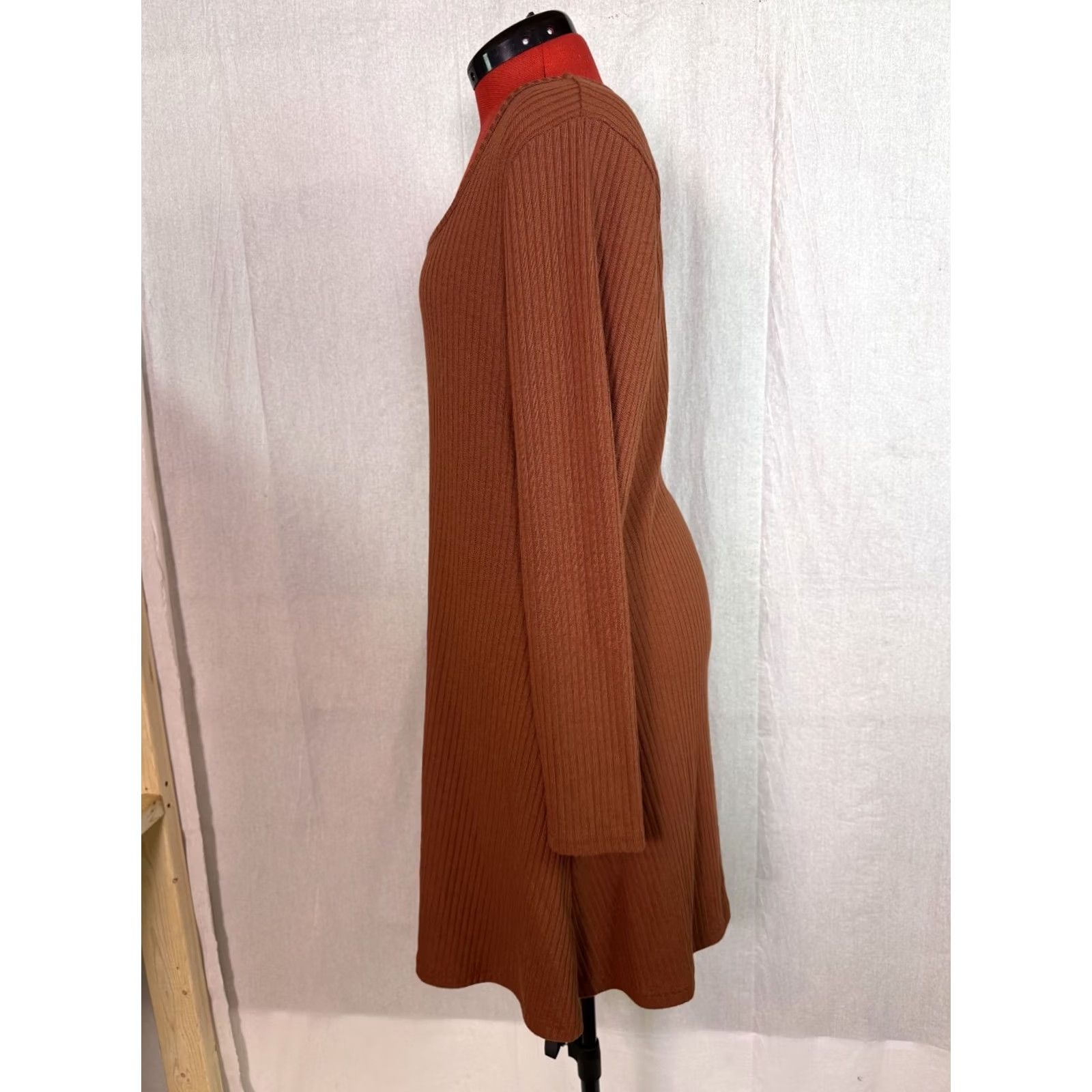 Old Navy OLD NAVY Women's Dress Long Sleeve Ribbed Knit Polyester Blend Orange XL EUC Size XL / US 12-14 / IT 48-50 - 3 Thumbnail