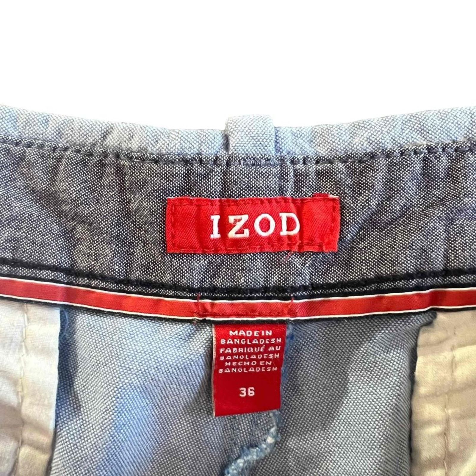 Izod IZOD Chino Shorts Mens Waist 36 Light Blue Flat Front Size US 36 / EU 52 - 3 Thumbnail