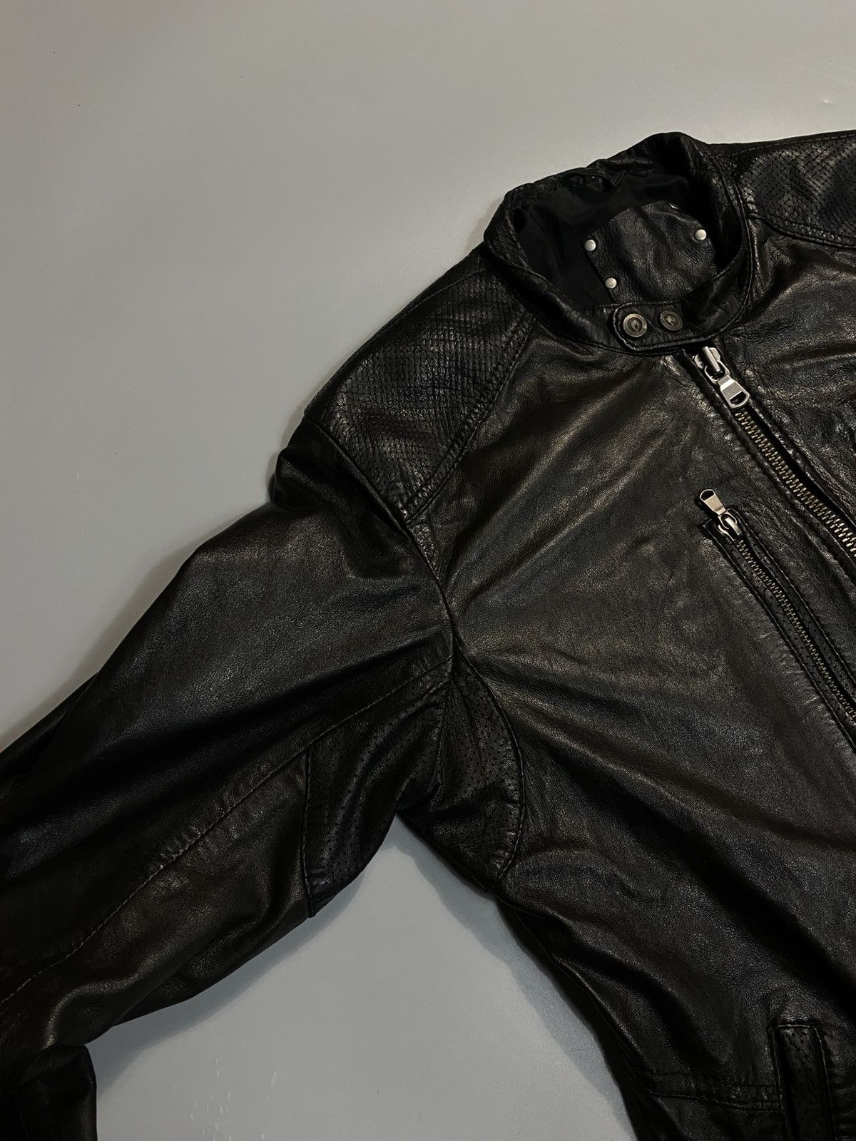 Genuine Leather Vintage y2k Rick Owens style leather zip jacket Size US L / EU 52-54 / 3 - 7 Thumbnail