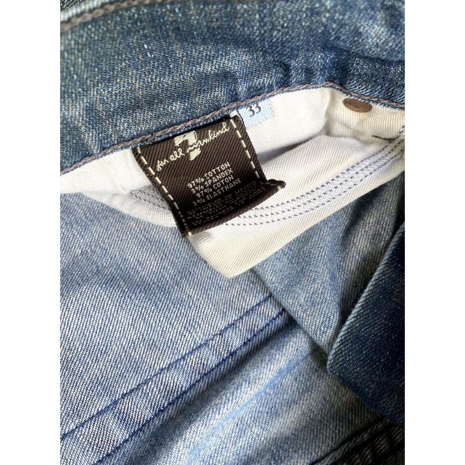 7 For All Mankind VINTAGE 7 FOR ALL MANKIND Bootcut Denim Jeans Mens 33 Blue Distressed Size US 33 - 3 Thumbnail