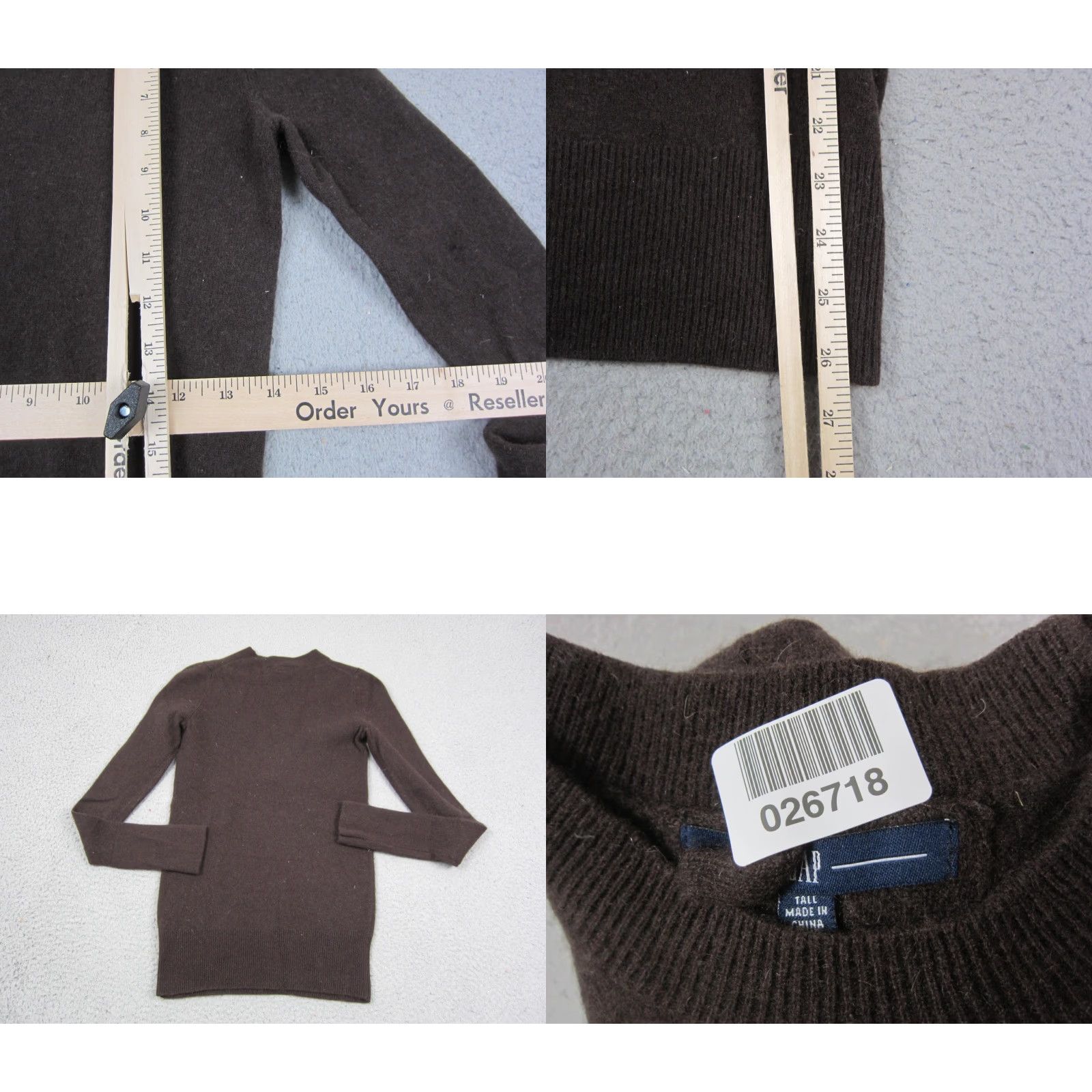 Gap GAP Sweater Women's Small Tall Brown 100% Cashmere Knit Crewneck Long Sleeve Pullover Casual Formal 80s 90s Preppy USA Women Size S / US 4 / IT 40 - 8 Thumbnail