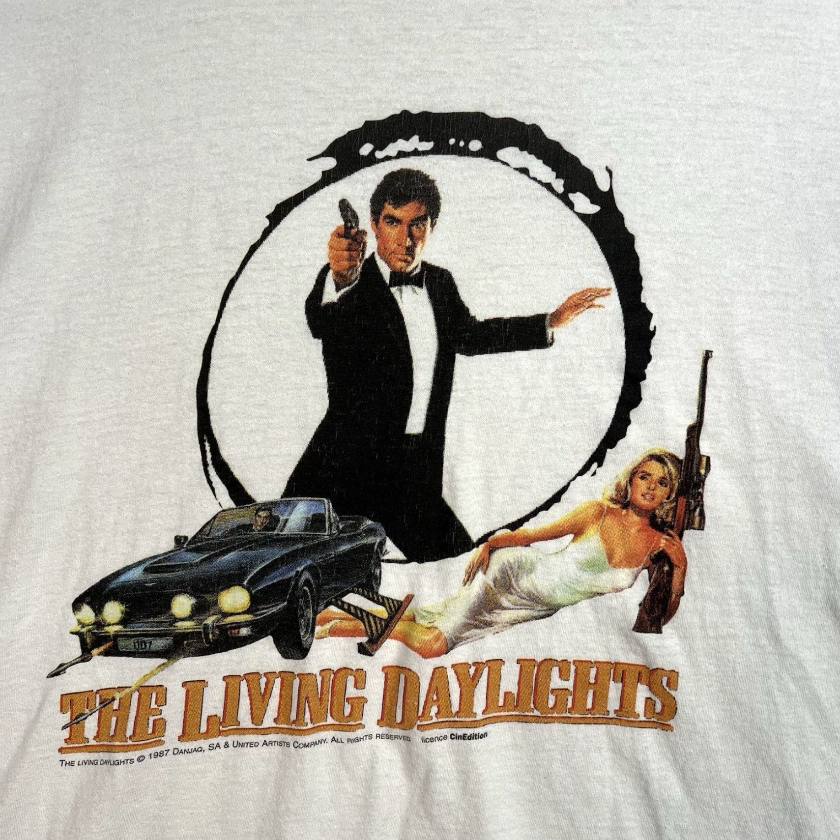 Vintage VINTAGE 80s 007 The Living Daylights Aston Martin Shirt Adult XL White Mens Size US XL / EU 56 / 4 - 4 Thumbnail
